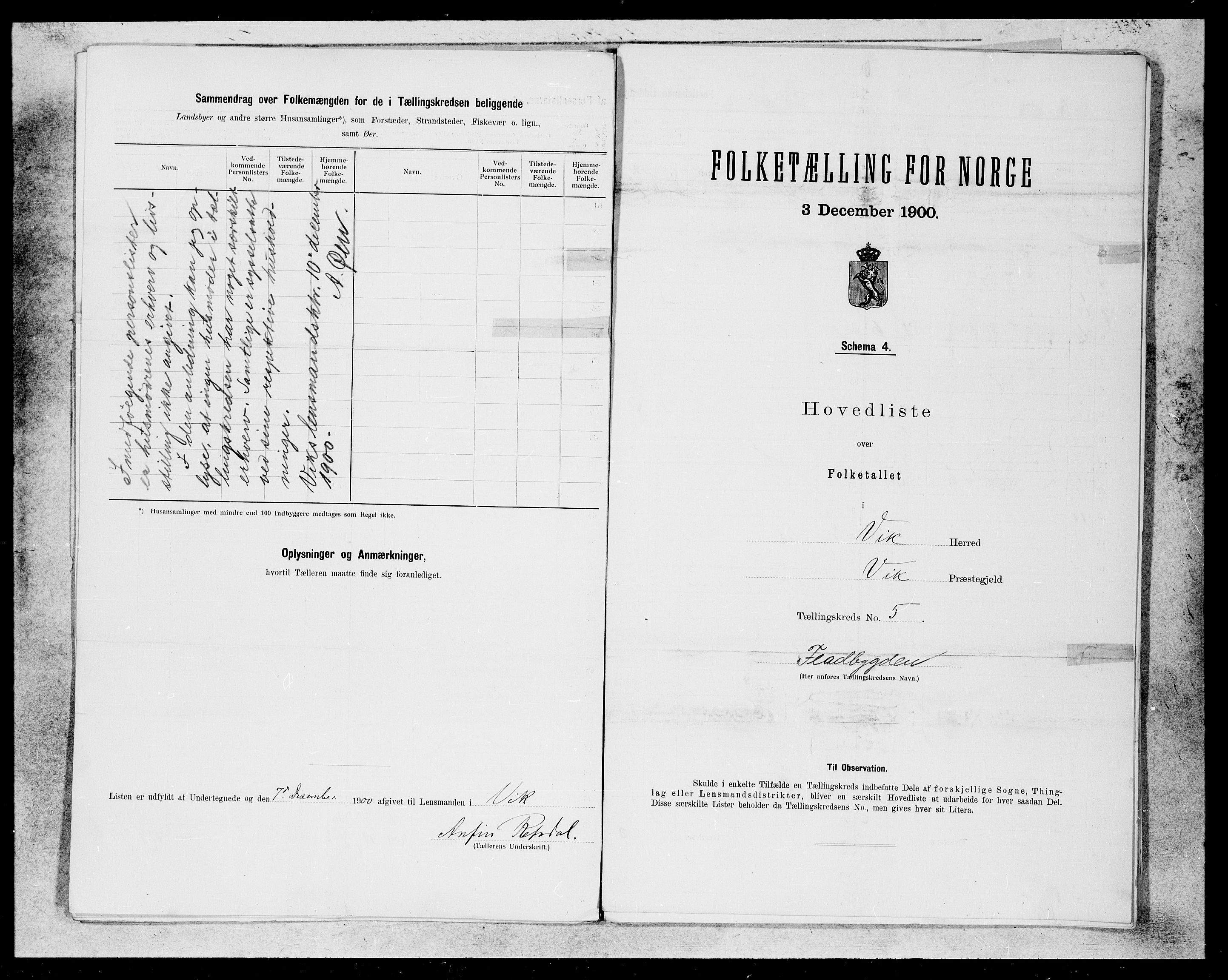 SAB, 1900 census for Vik, 1900, p. 9