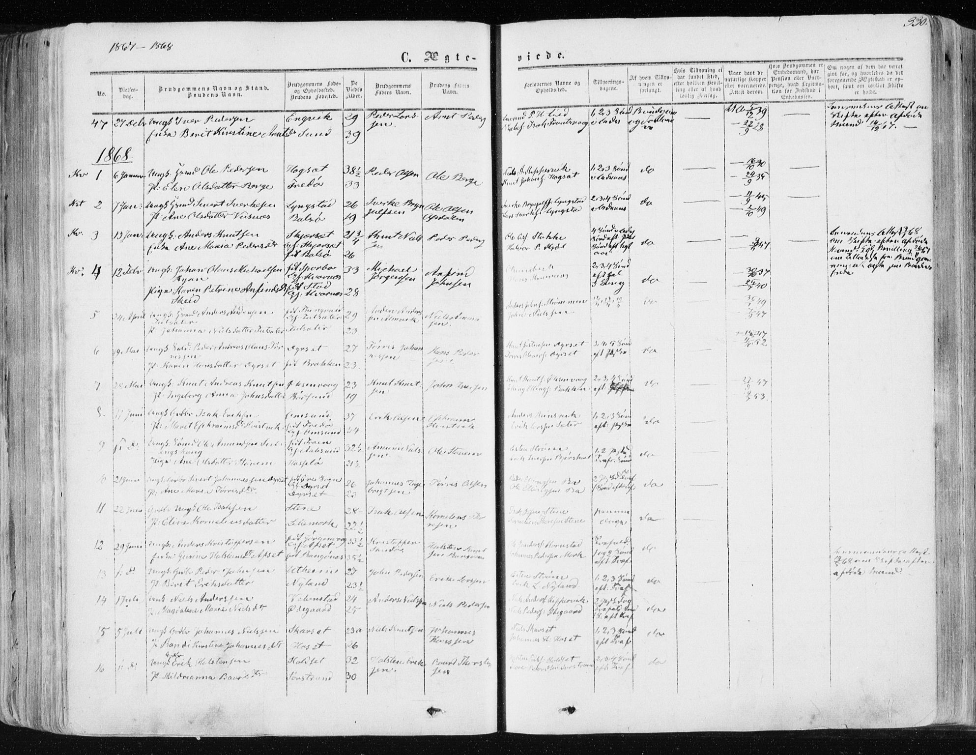 Ministerialprotokoller, klokkerbøker og fødselsregistre - Møre og Romsdal, AV/SAT-A-1454/568/L0804: Parish register (official) no. 568A11, 1854-1868, p. 330