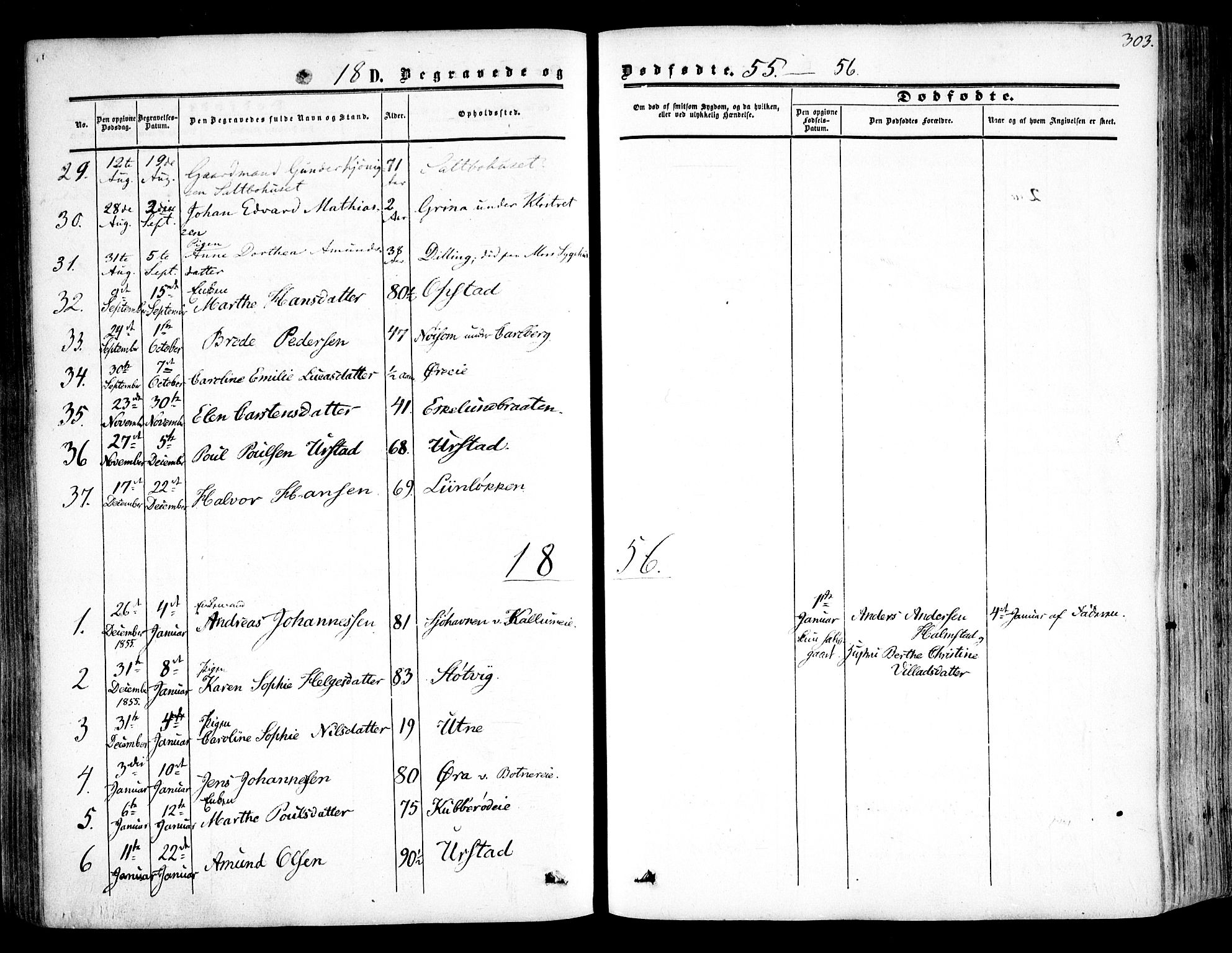 Rygge prestekontor Kirkebøker, SAO/A-10084b/F/Fa/L0005: Parish register (official) no. 5, 1852-1871, p. 303