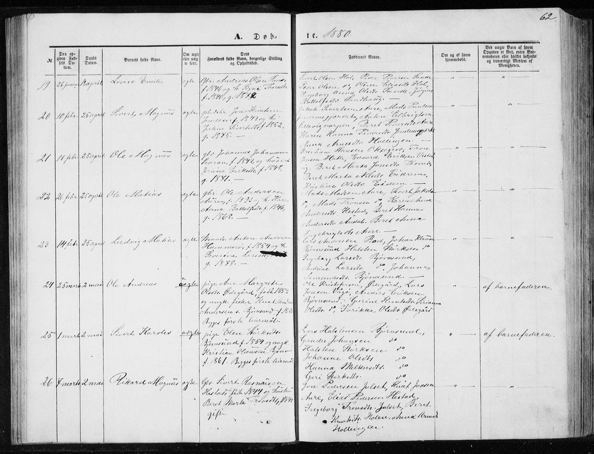 Ministerialprotokoller, klokkerbøker og fødselsregistre - Møre og Romsdal, AV/SAT-A-1454/565/L0754: Parish register (copy) no. 565C03, 1870-1896, p. 62