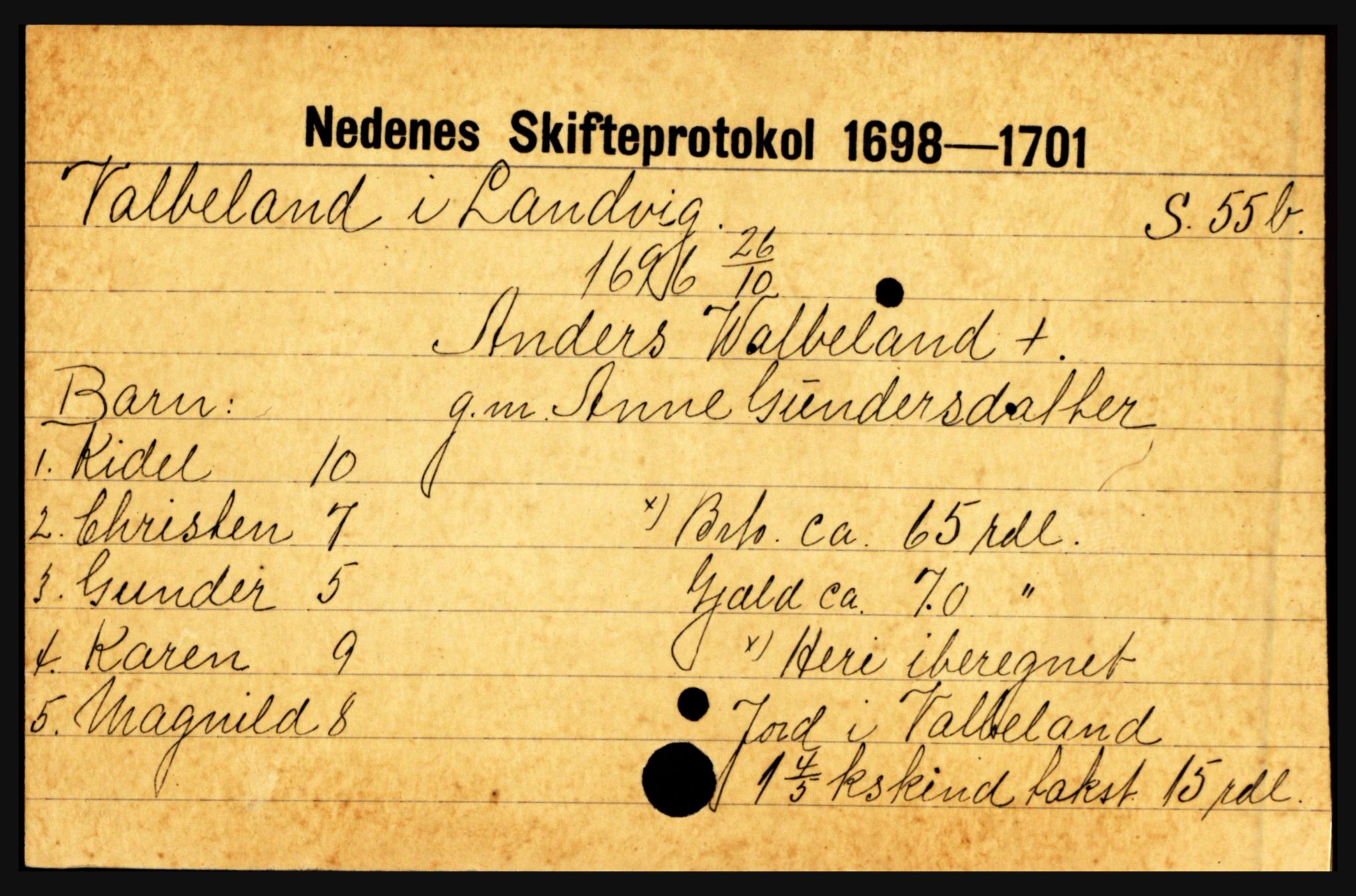 Nedenes sorenskriveri før 1824, AV/SAK-1221-0007/H, p. 32355