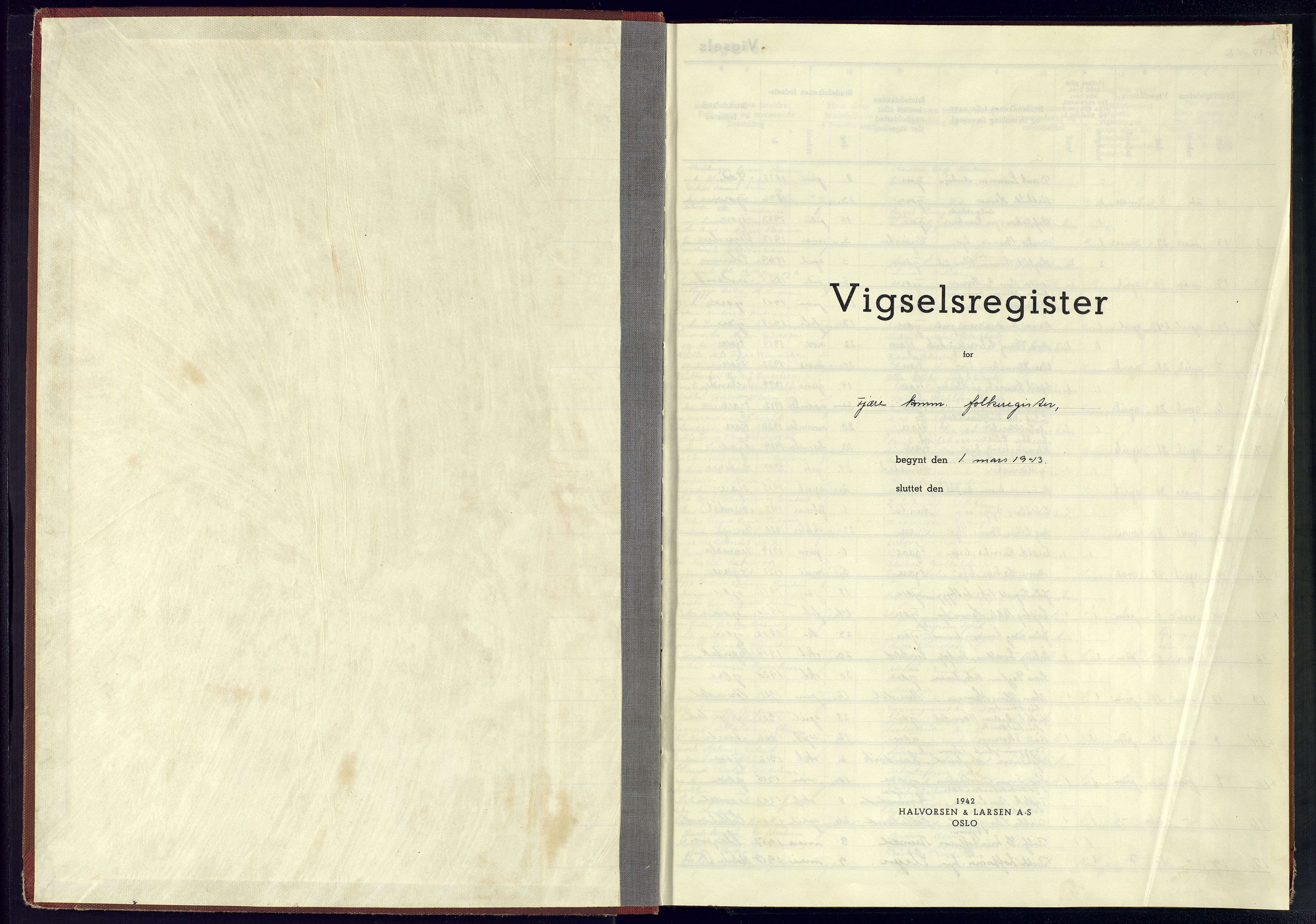 Fjære sokneprestkontor, AV/SAK-1111-0011/J/Je/L0002: Marriage register no. 2, 1943-1945