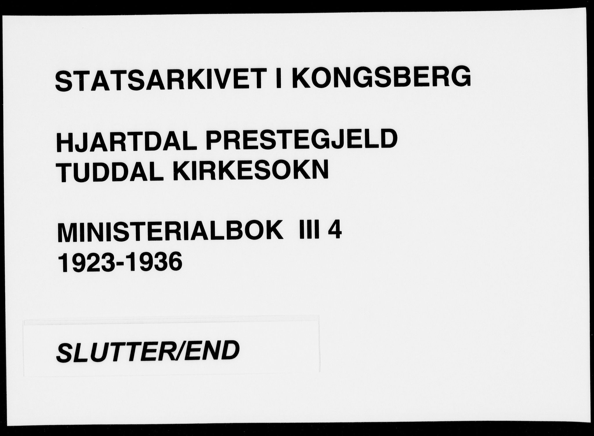 Hjartdal kirkebøker, AV/SAKO-A-270/F/Fc/L0004: Parish register (official) no. III 4, 1923-1936
