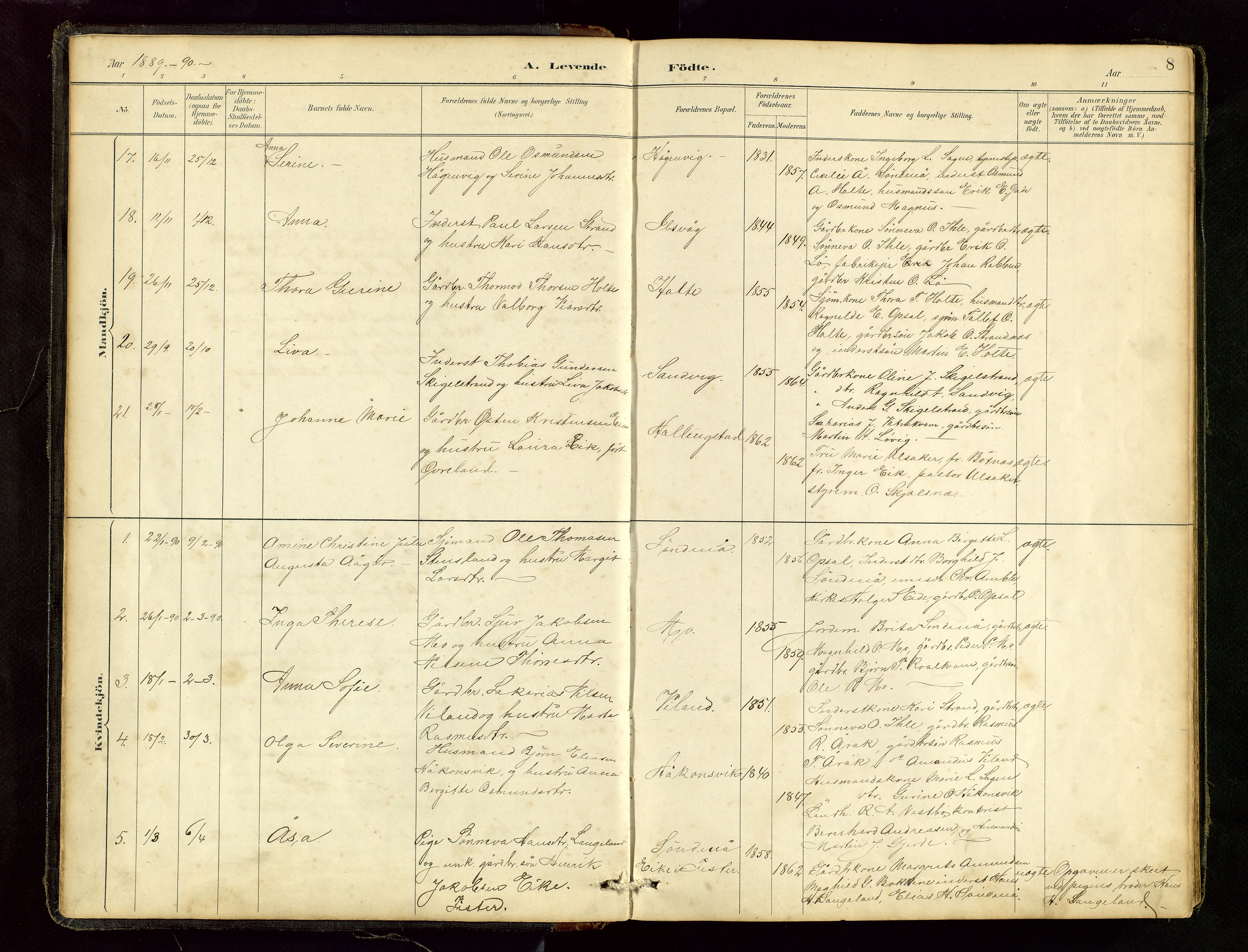 Vikedal sokneprestkontor, SAST/A-101840/01/V: Parish register (copy) no. B 6, 1889-1956, p. 8