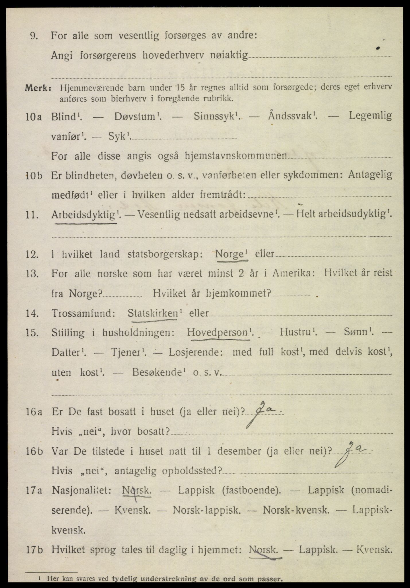 SAT, 1920 census for Tydal, 1920, p. 884