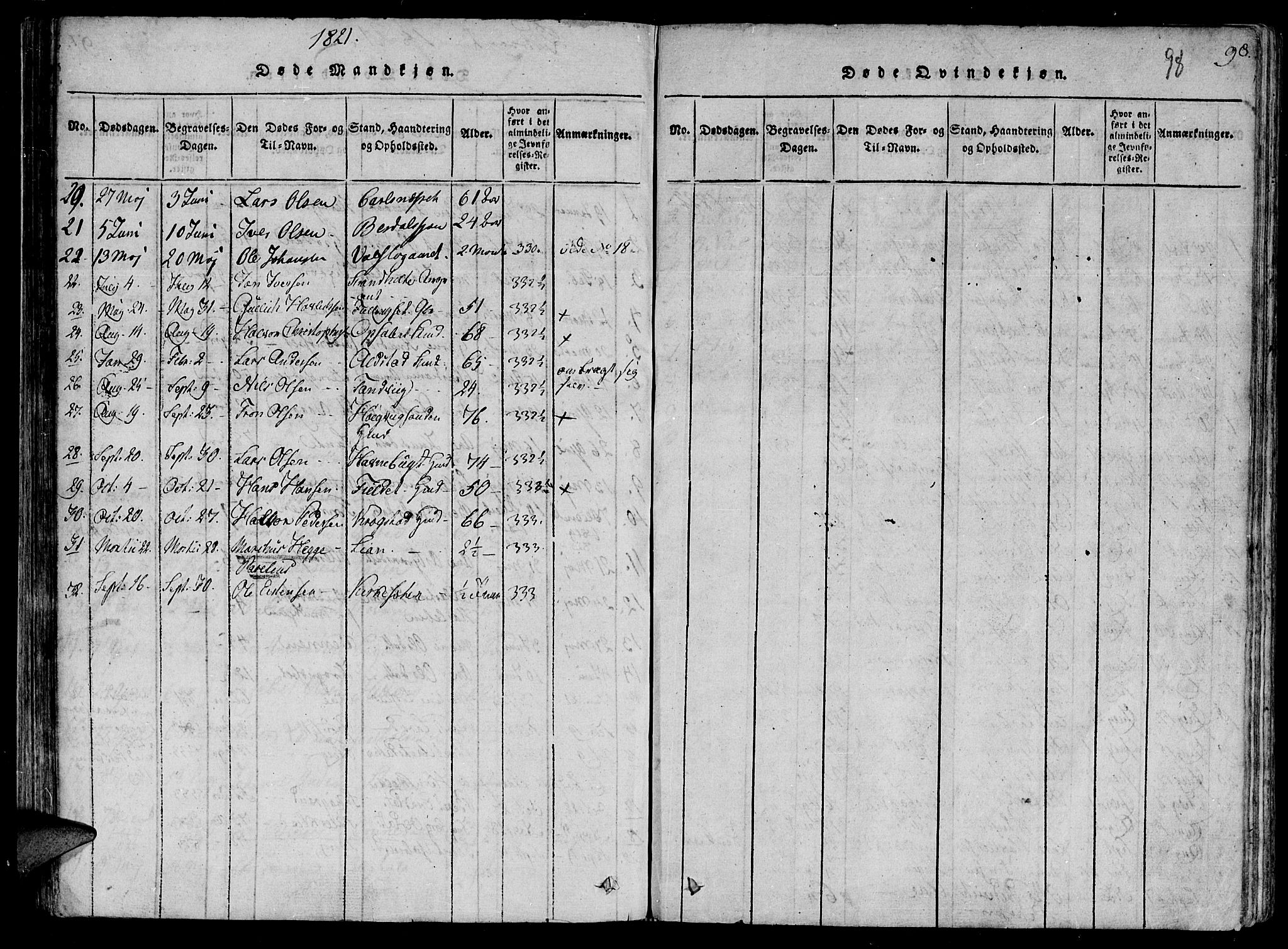 Ministerialprotokoller, klokkerbøker og fødselsregistre - Sør-Trøndelag, SAT/A-1456/630/L0491: Parish register (official) no. 630A04, 1818-1830, p. 98