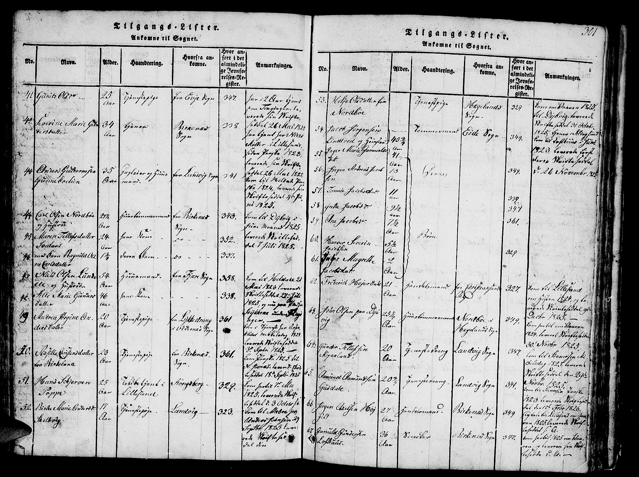 Vestre Moland sokneprestkontor, SAK/1111-0046/F/Fb/Fbb/L0001: Parish register (copy) no. B 1, 1816-1851, p. 301
