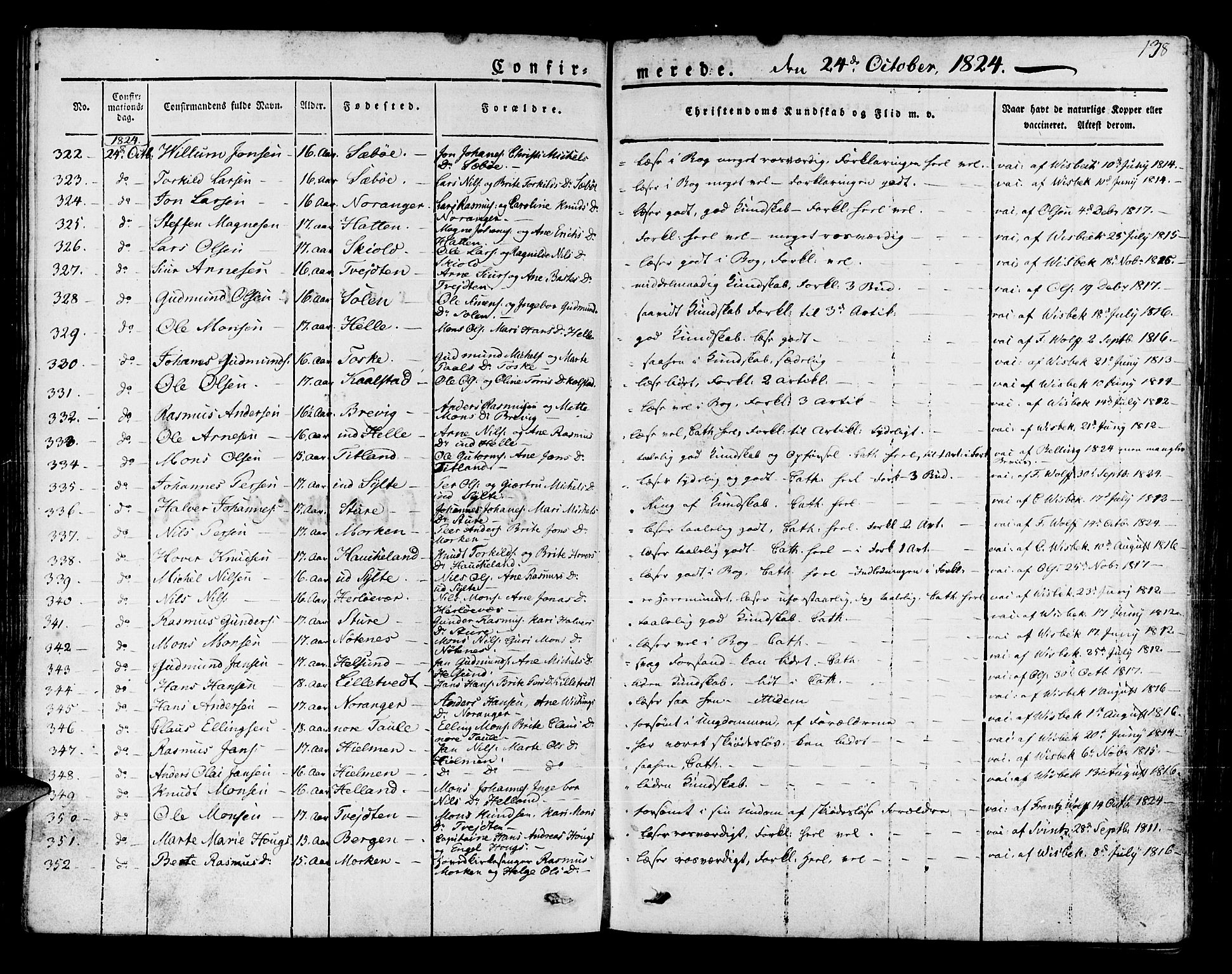 Manger sokneprestembete, SAB/A-76801/H/Haa: Parish register (official) no. A 4, 1824-1838, p. 138