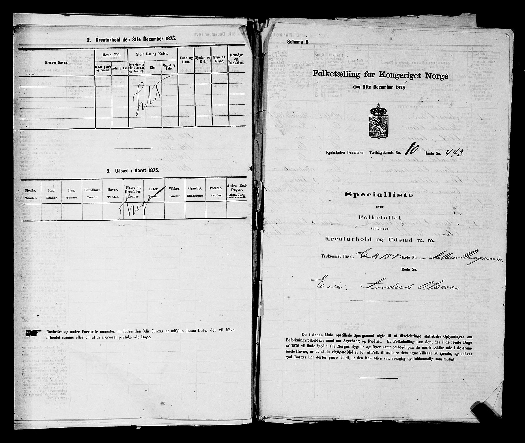 SAKO, 1875 census for 0602 Drammen, 1875, p. 1003