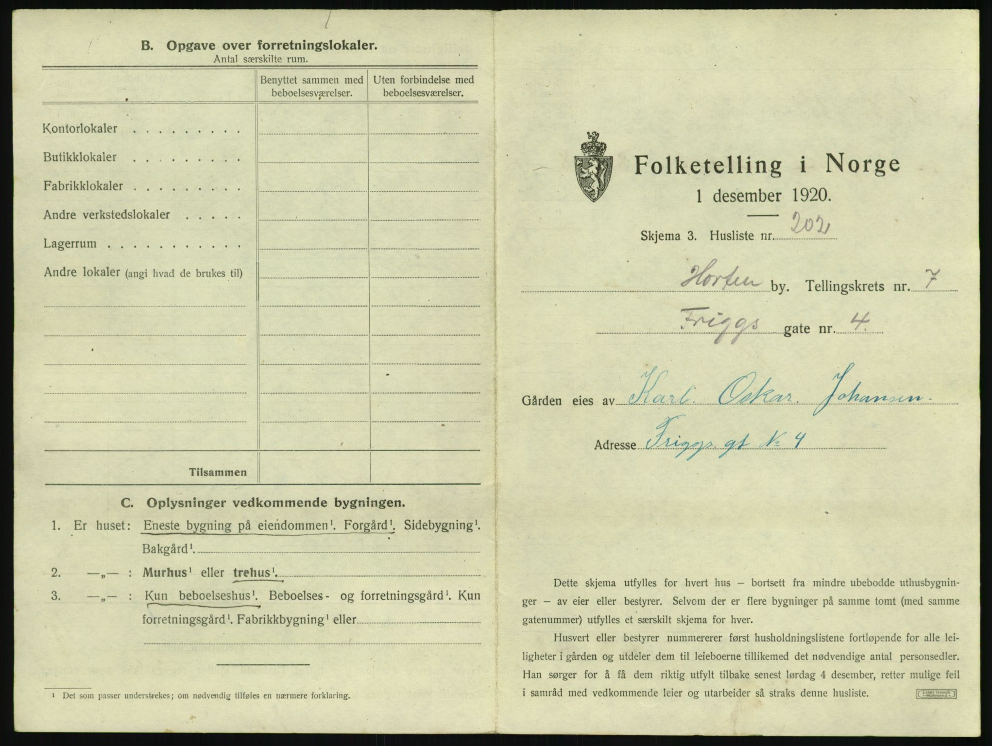 SAKO, 1920 census for Horten, 1920, p. 2801