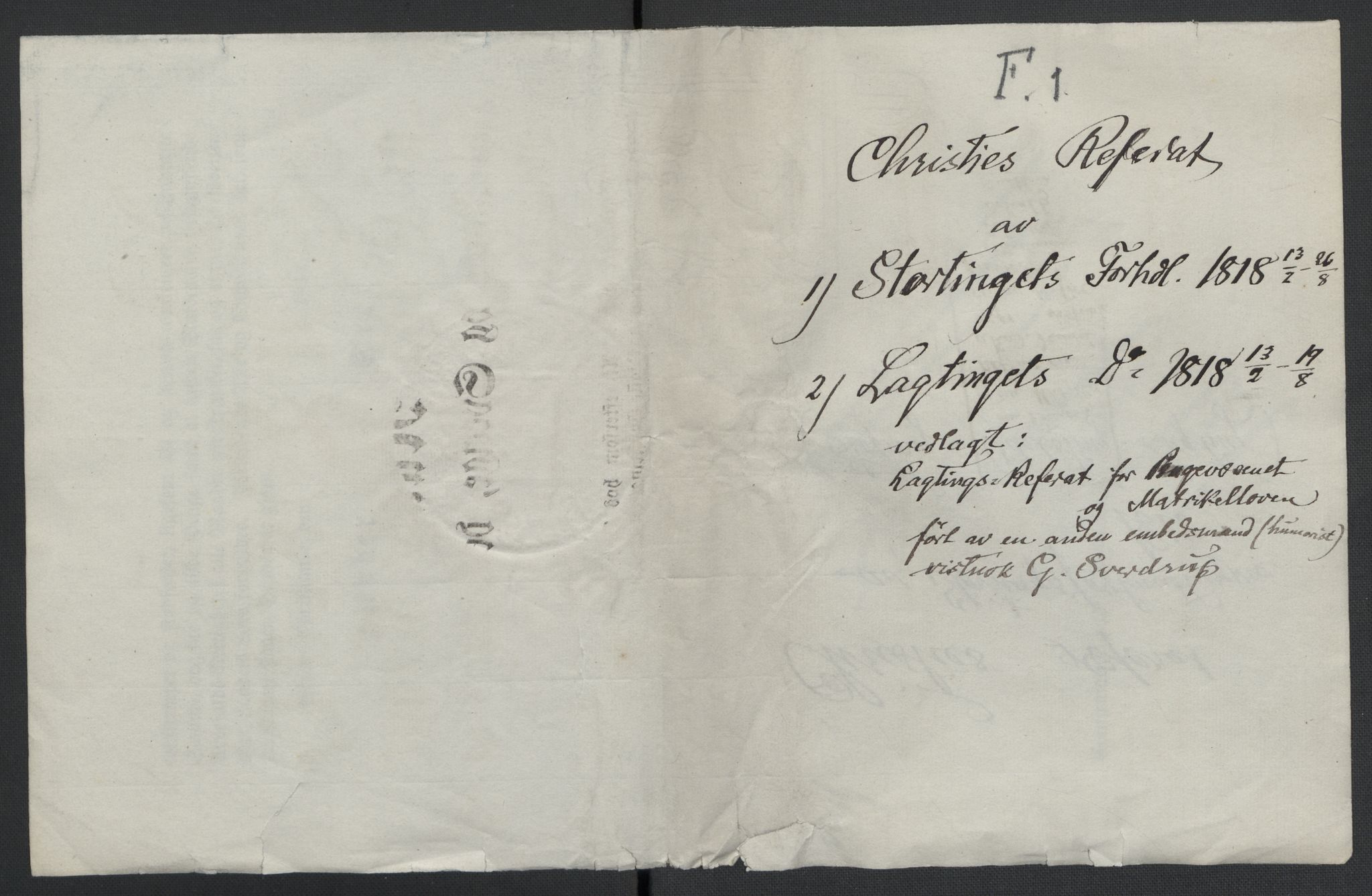 Christie, Wilhelm Frimann Koren, RA/PA-0014/F/L0006: Christies dokumenter fra Stortinget, 1817-1818, p. 56