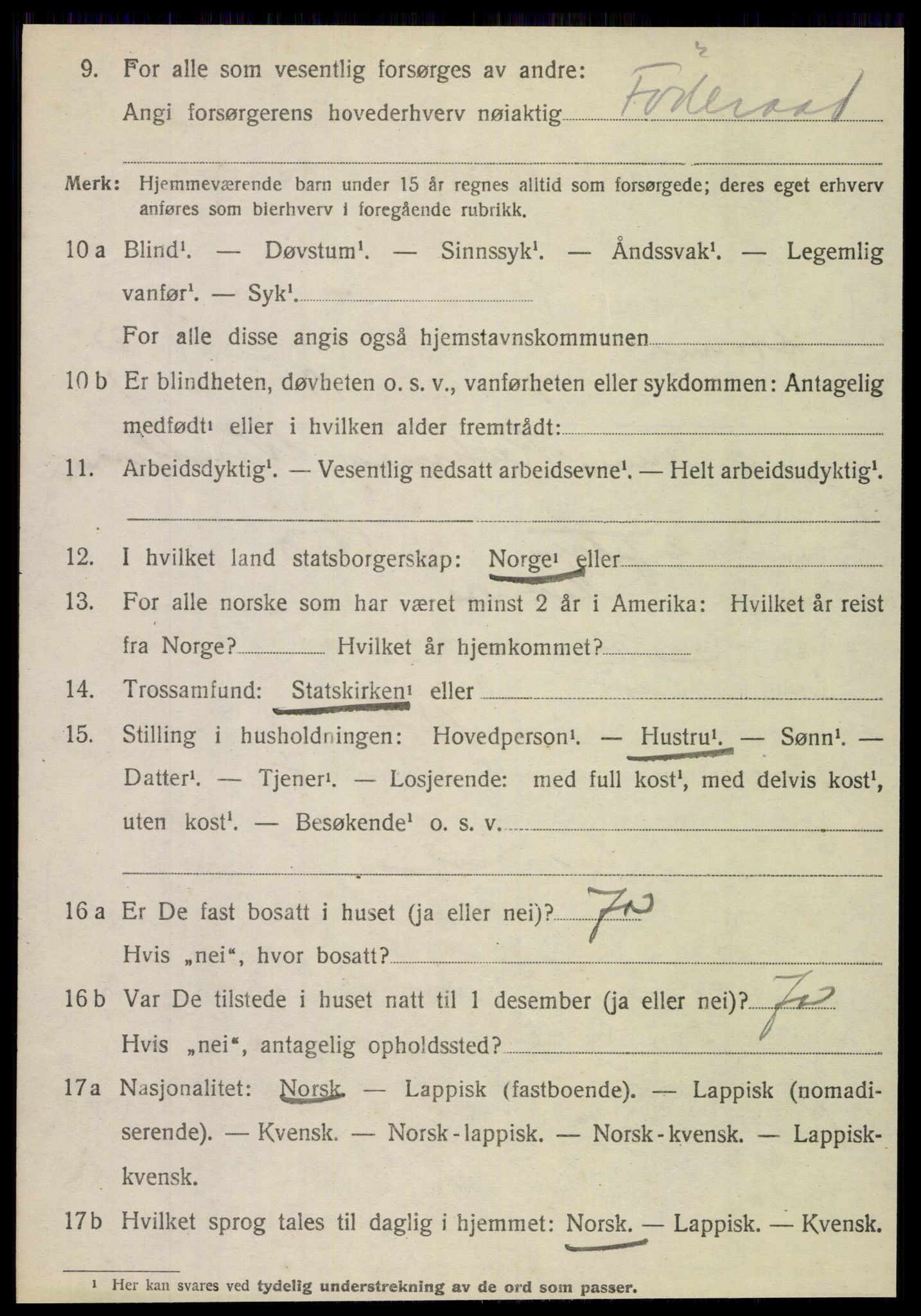 SAT, 1920 census for Dønnes, 1920, p. 1223