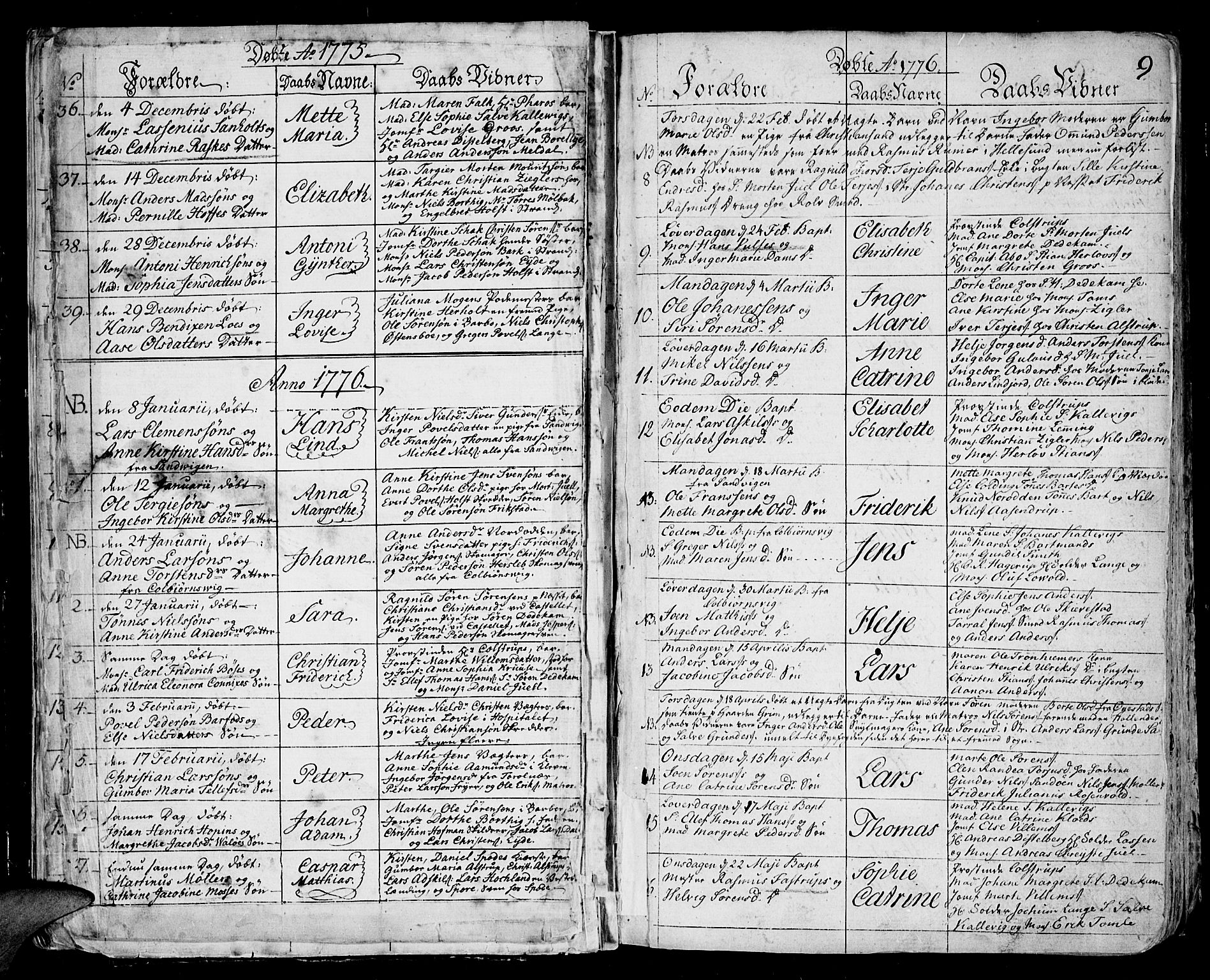 Arendal sokneprestkontor, Trefoldighet, SAK/1111-0040/F/Fa/L0002: Parish register (official) no. A 2, 1771-1815, p. 9