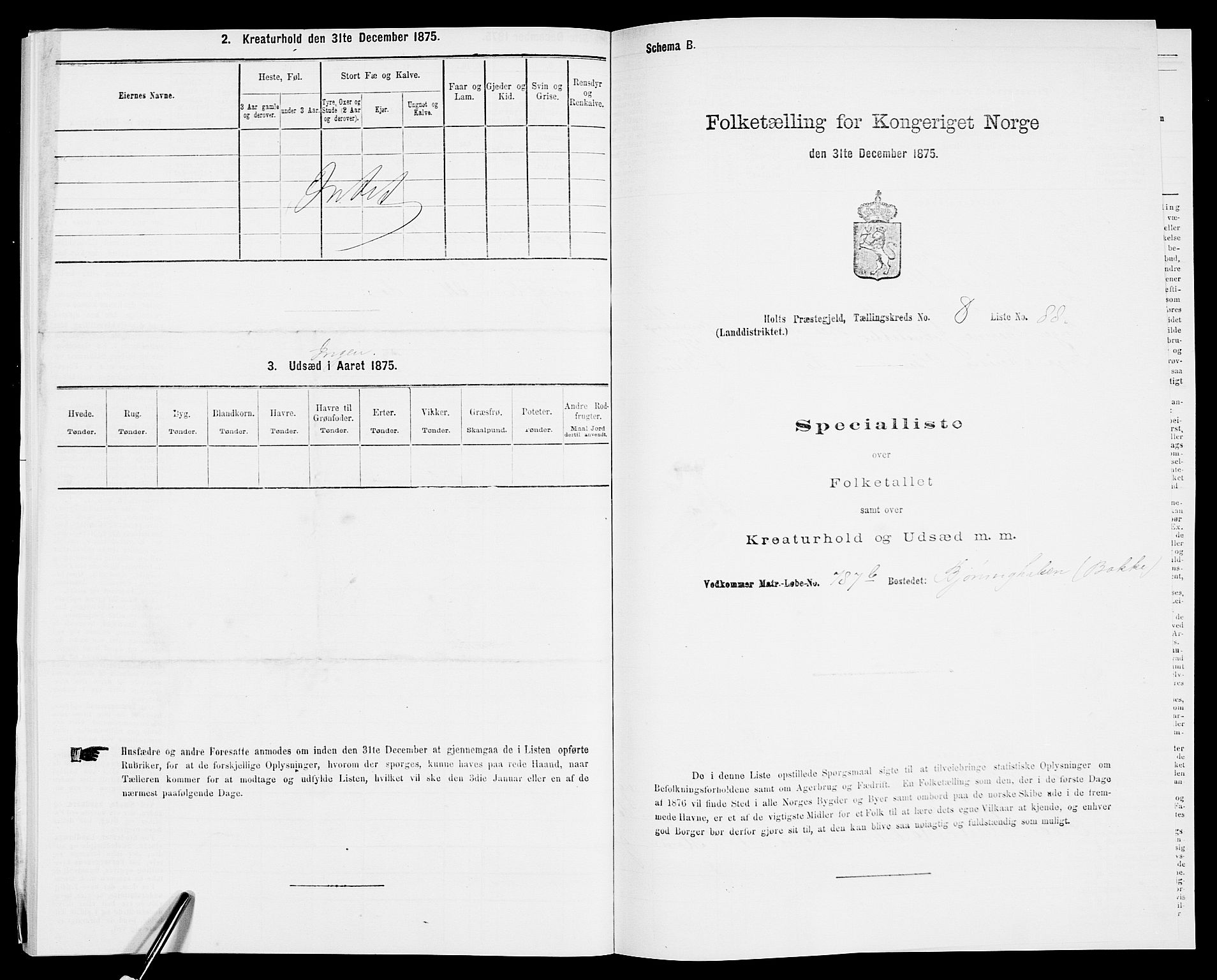 SAK, 1875 census for 0914L Holt/Holt, 1875, p. 1142