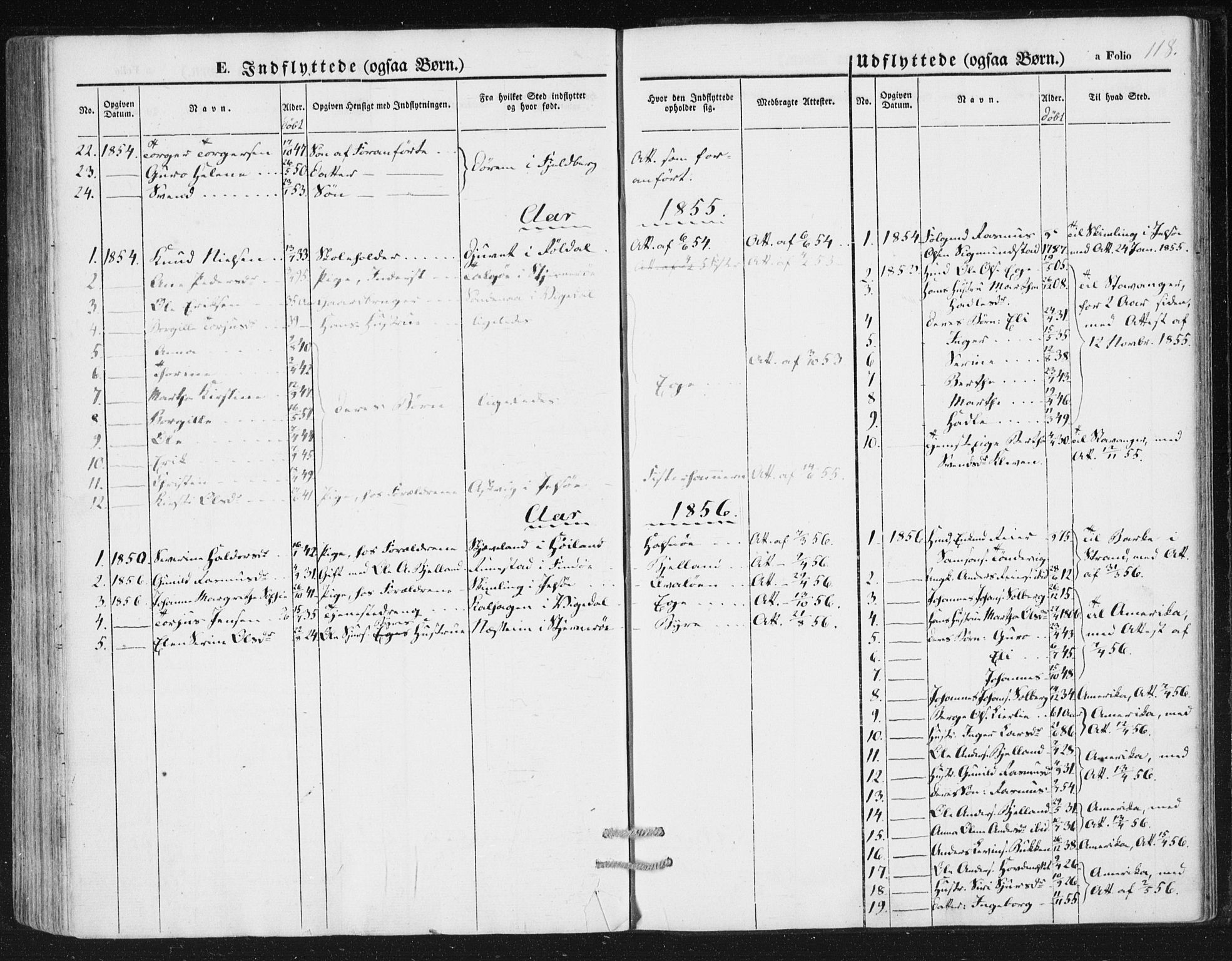 Hjelmeland sokneprestkontor, SAST/A-101843/01/IV/L0010: Parish register (official) no. A 10, 1851-1871, p. 118