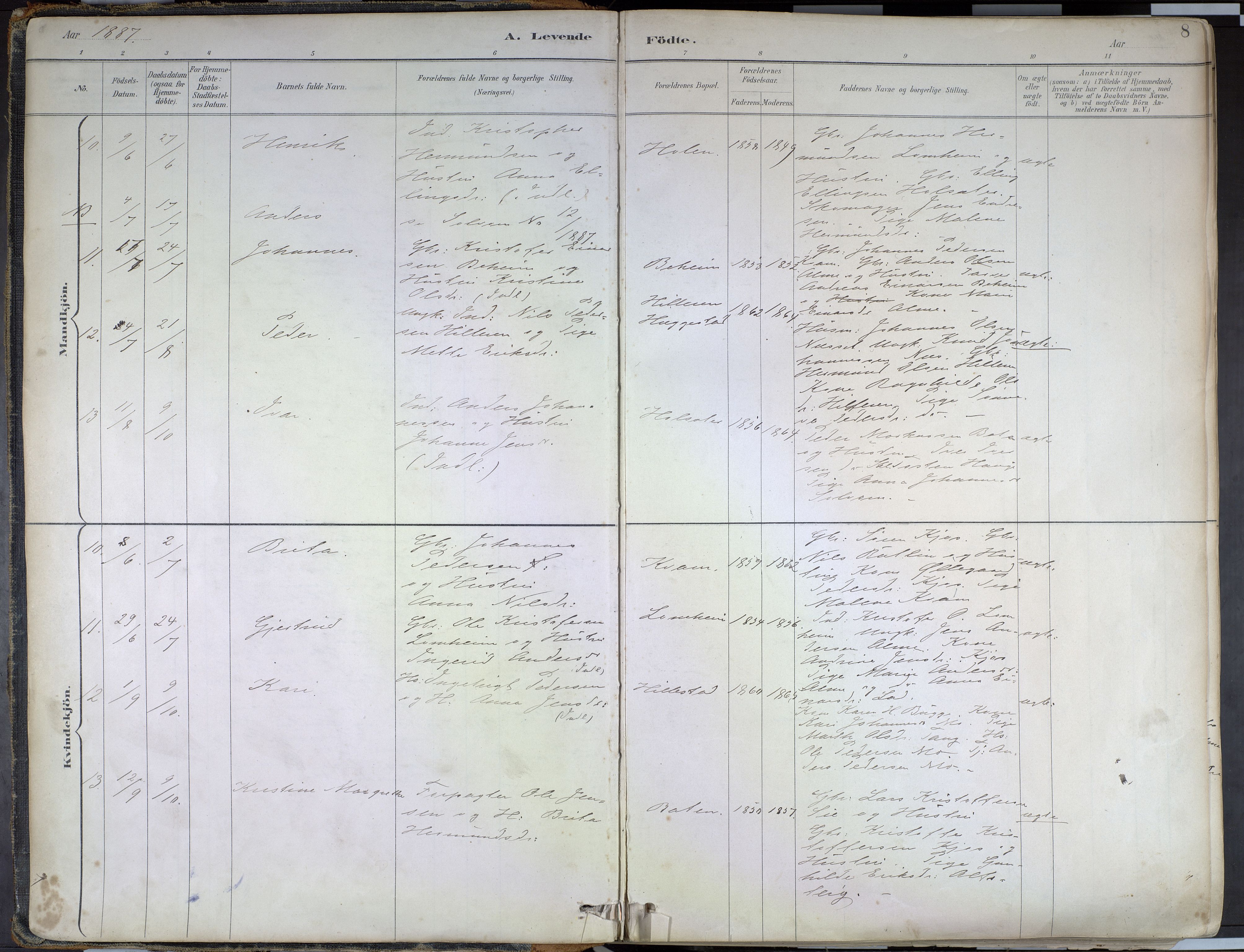 Hafslo sokneprestembete, SAB/A-80301/H/Haa/Haab/L0001: Parish register (official) no. B 1, 1886-1945, p. 8