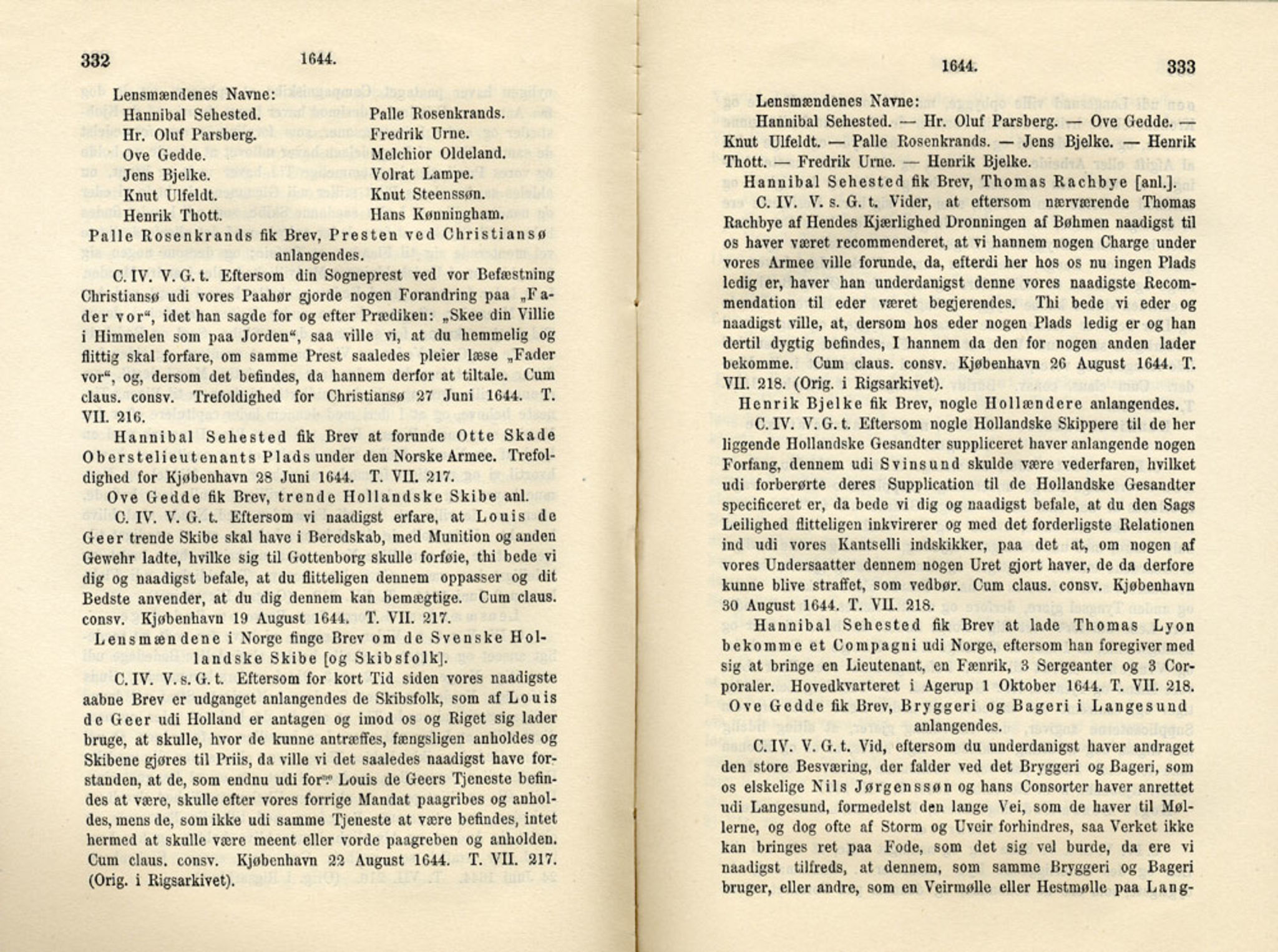 Publikasjoner utgitt av Det Norske Historiske Kildeskriftfond, PUBL/-/-/-: Norske Rigs-Registranter, bind 8, 1641-1648, p. 332-333