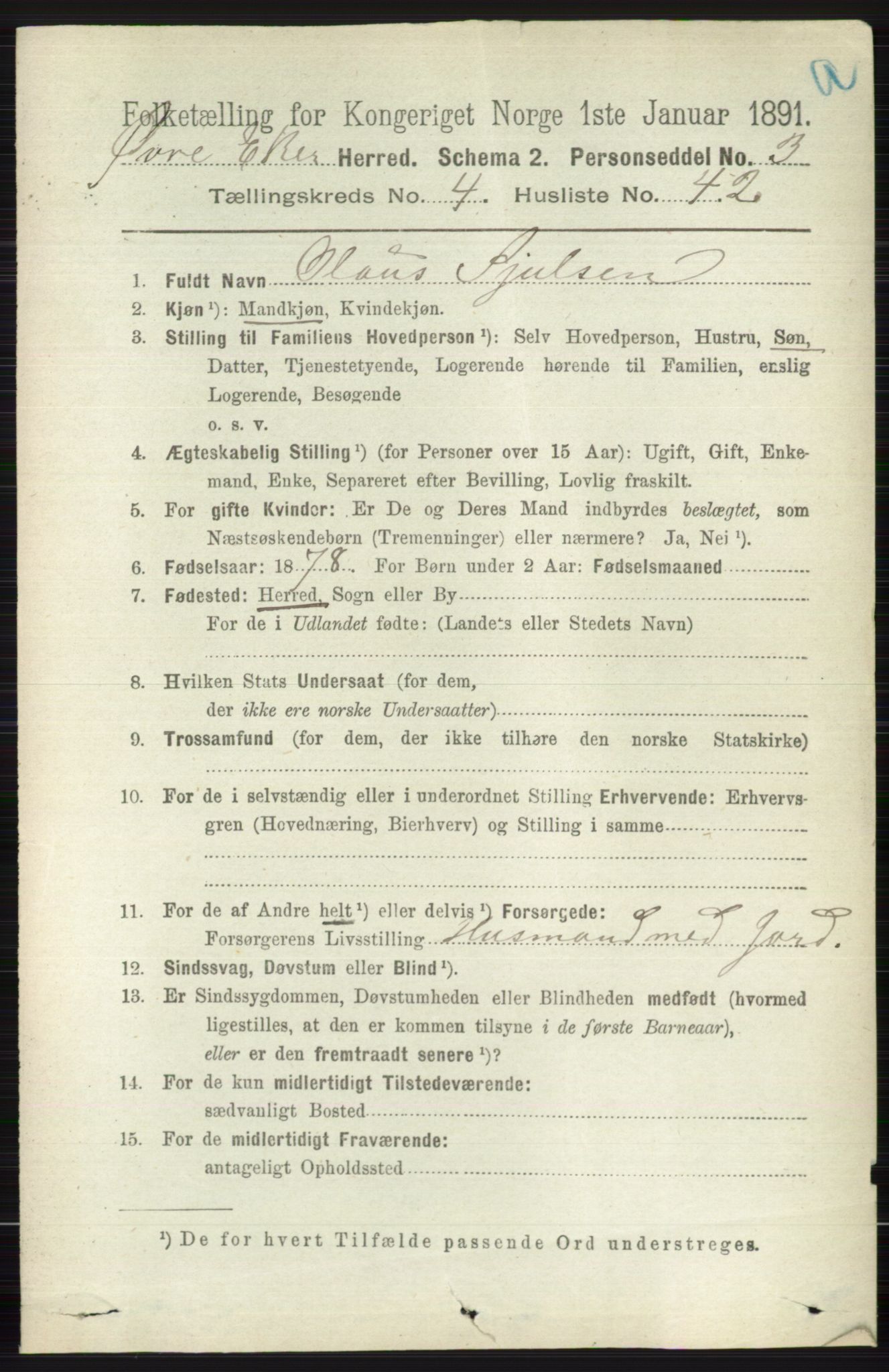 RA, 1891 census for 0624 Øvre Eiker, 1891, p. 1770