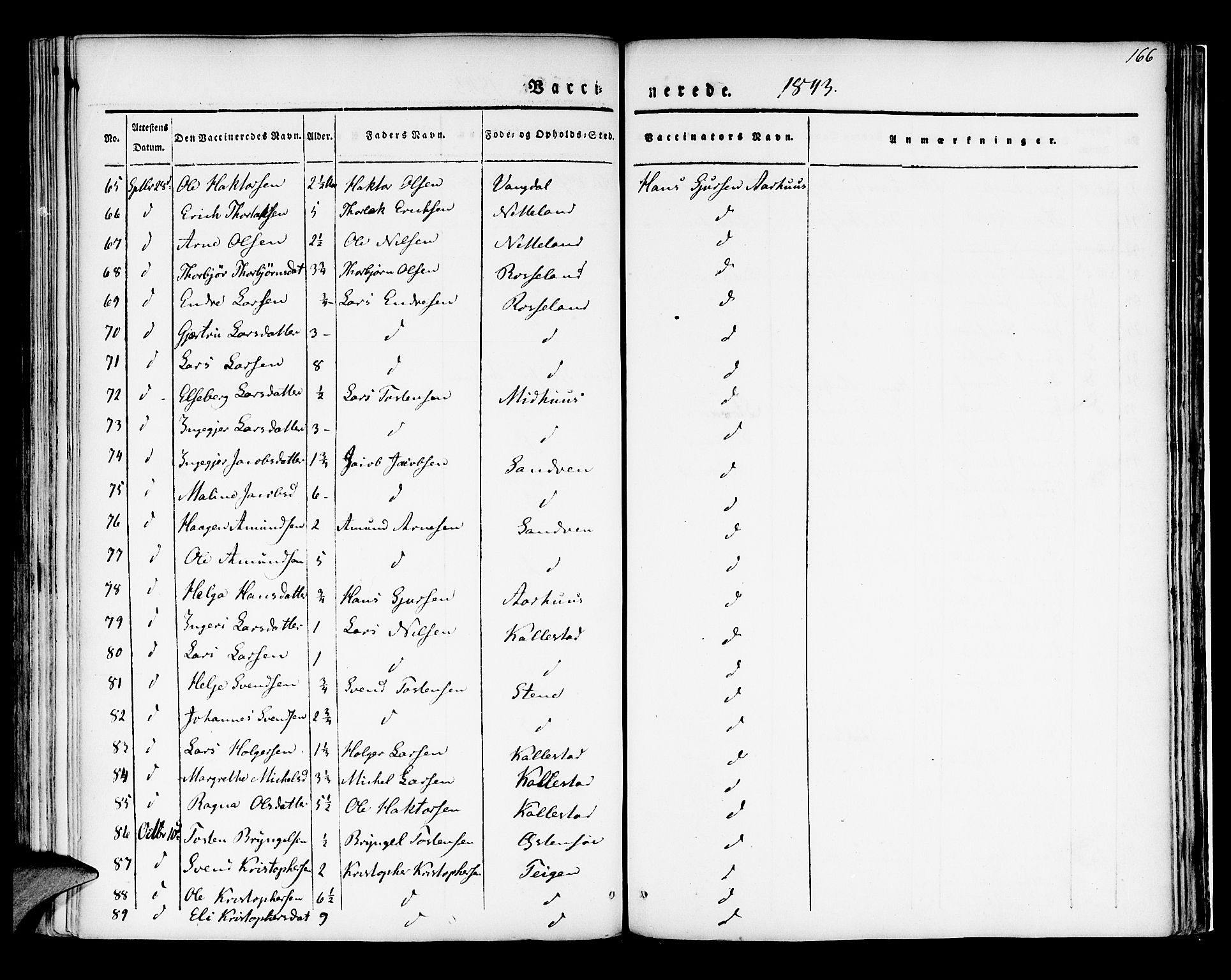 Kvam sokneprestembete, AV/SAB-A-76201/H/Haa: Parish register (official) no. A 7, 1832-1843, p. 166