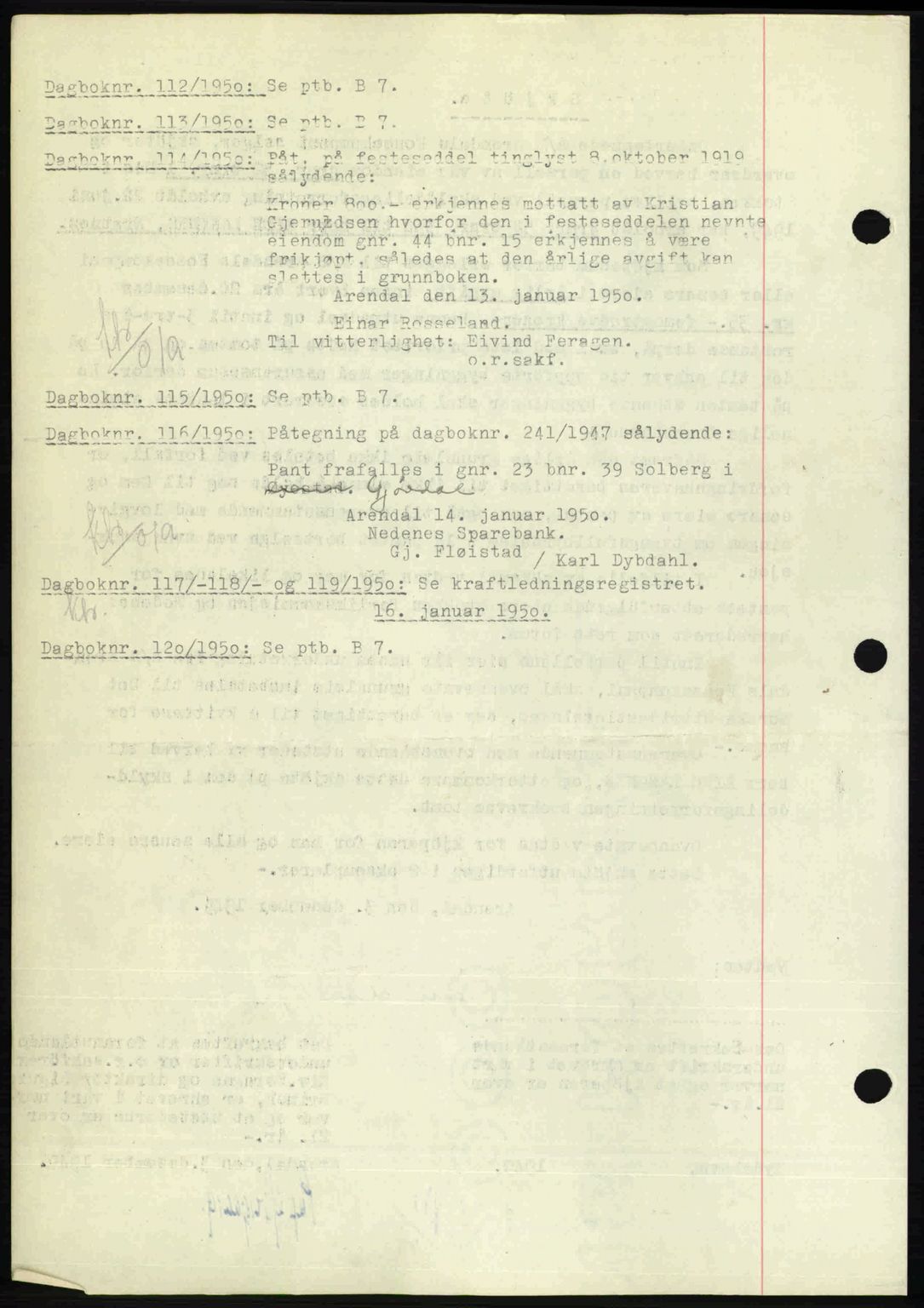 Nedenes sorenskriveri, SAK/1221-0006/G/Gb/Gba/L0062: Mortgage book no. A14, 1949-1950, Diary no: : 112/1950