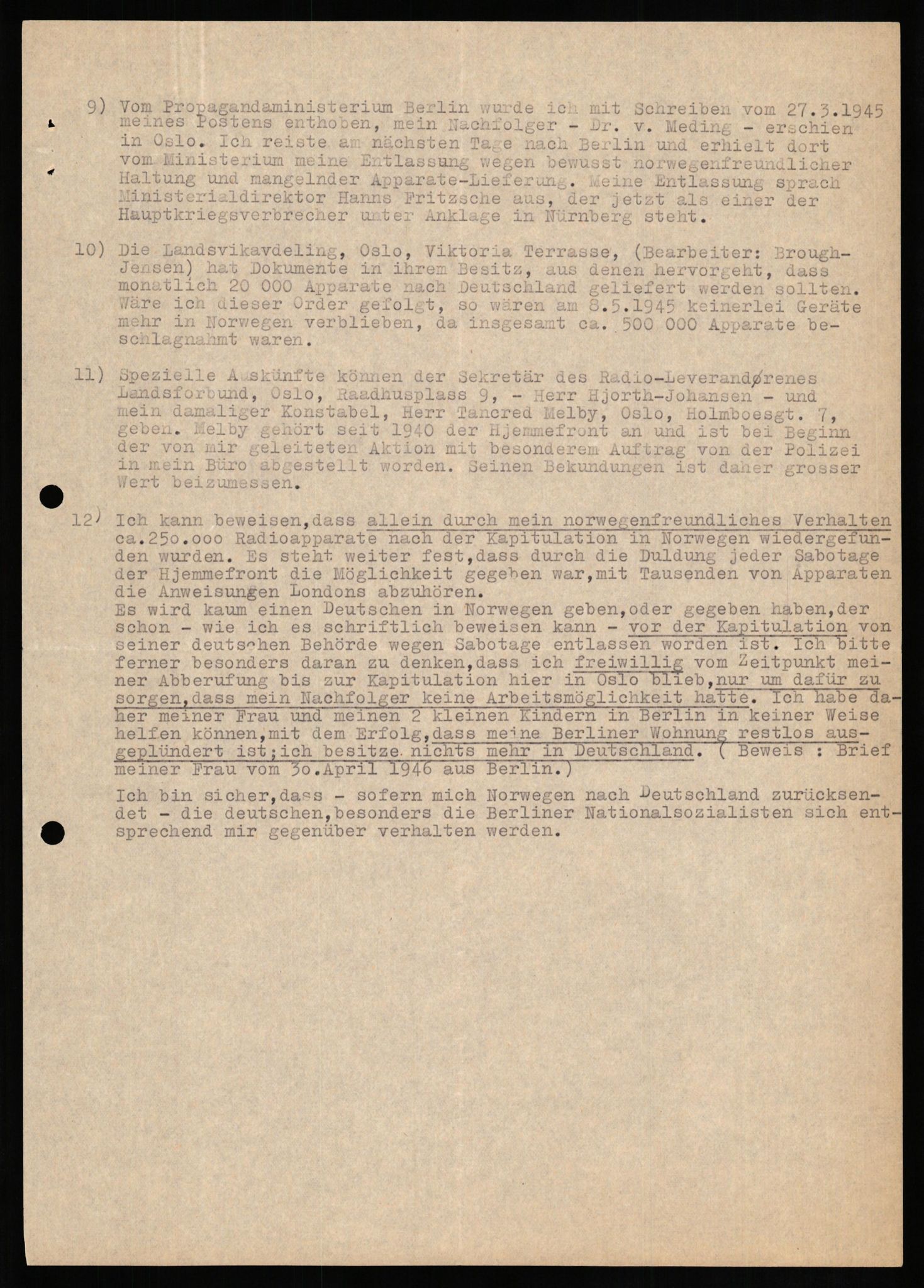 Forsvaret, Forsvarets overkommando II, AV/RA-RAFA-3915/D/Db/L0026: CI Questionaires. Tyske okkupasjonsstyrker i Norge. Tyskere., 1945-1946, p. 194