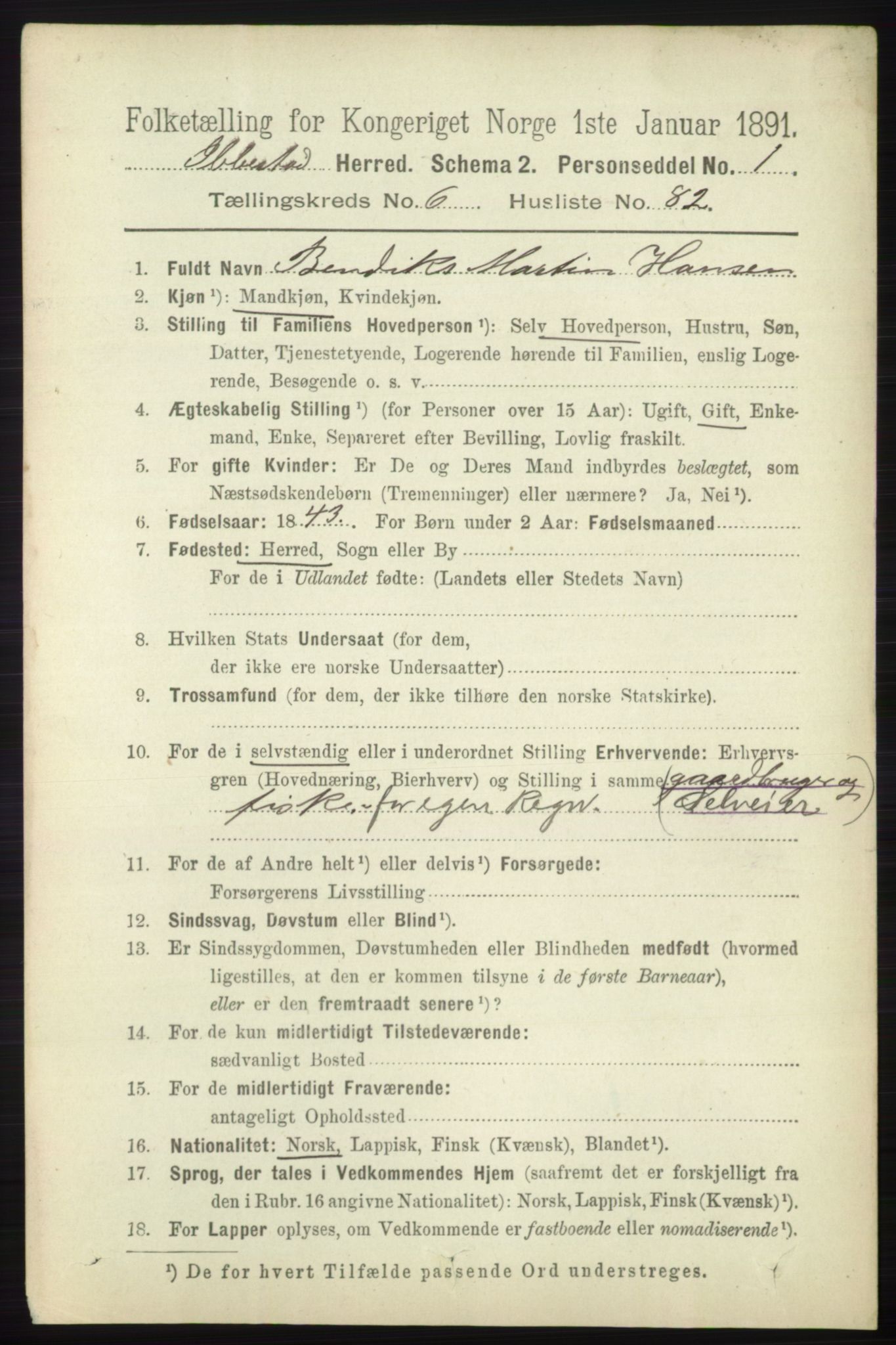 RA, 1891 census for 1917 Ibestad, 1891, p. 4041