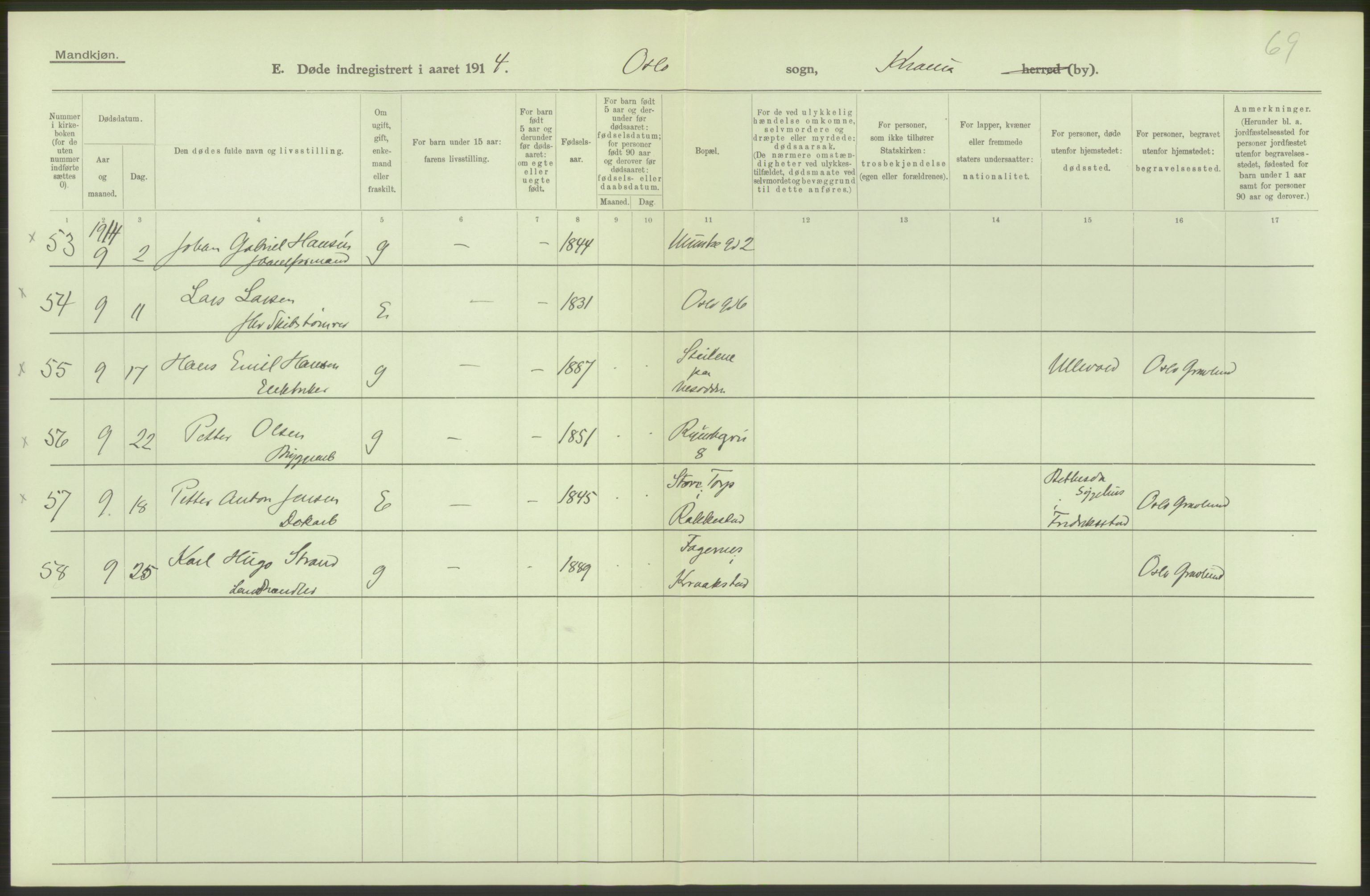 Statistisk sentralbyrå, Sosiodemografiske emner, Befolkning, AV/RA-S-2228/D/Df/Dfb/Dfbd/L0008: Kristiania: Døde, 1914, p. 126