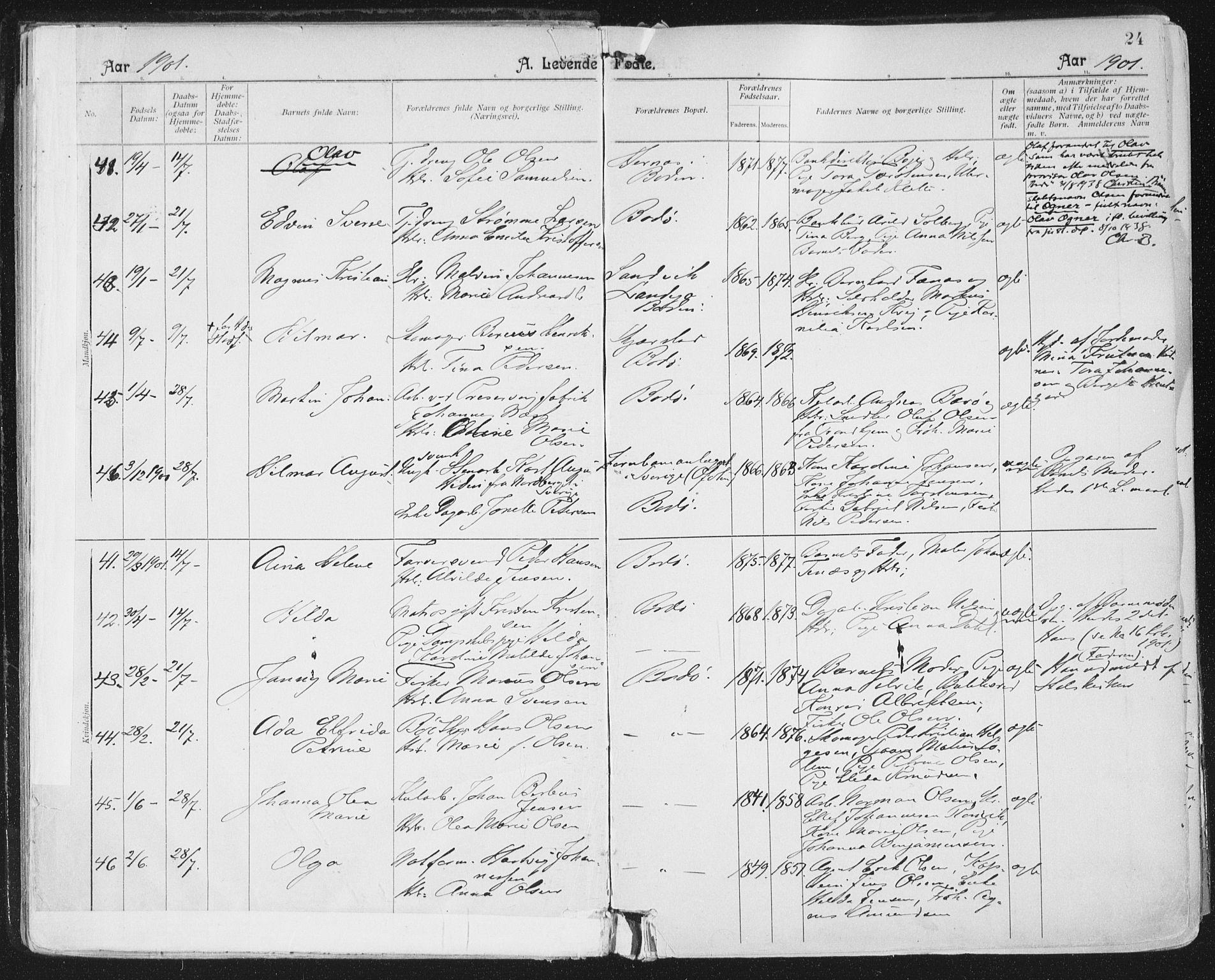 Ministerialprotokoller, klokkerbøker og fødselsregistre - Nordland, SAT/A-1459/801/L0011: Parish register (official) no. 801A11, 1900-1916, p. 24