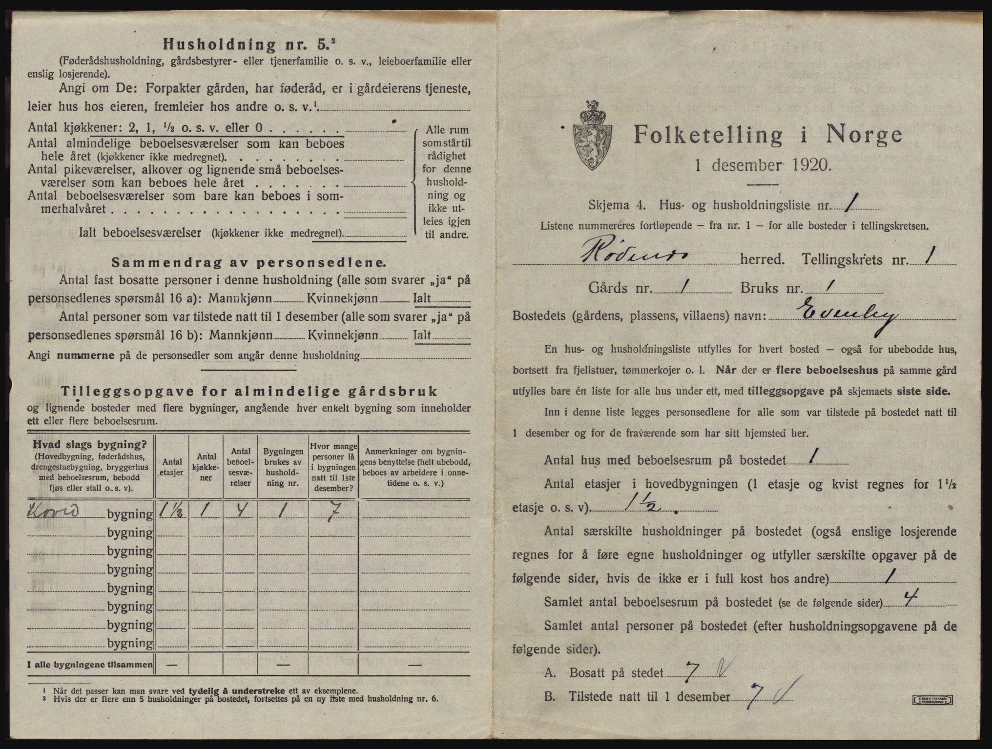 SAO, 1920 census for Rødenes, 1920, p. 26