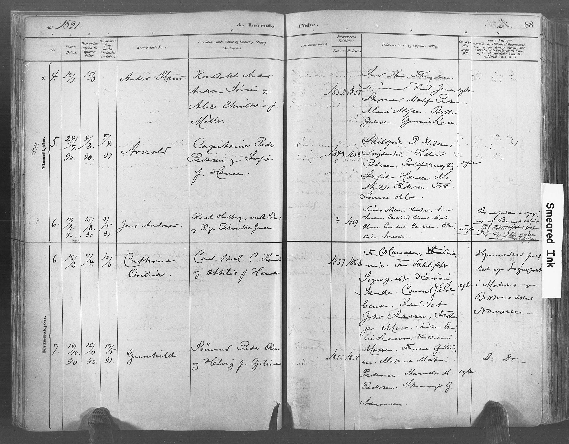 Risør sokneprestkontor, AV/SAK-1111-0035/F/Fa/L0005: Parish register (official) no. A 5, 1883-1895, p. 88