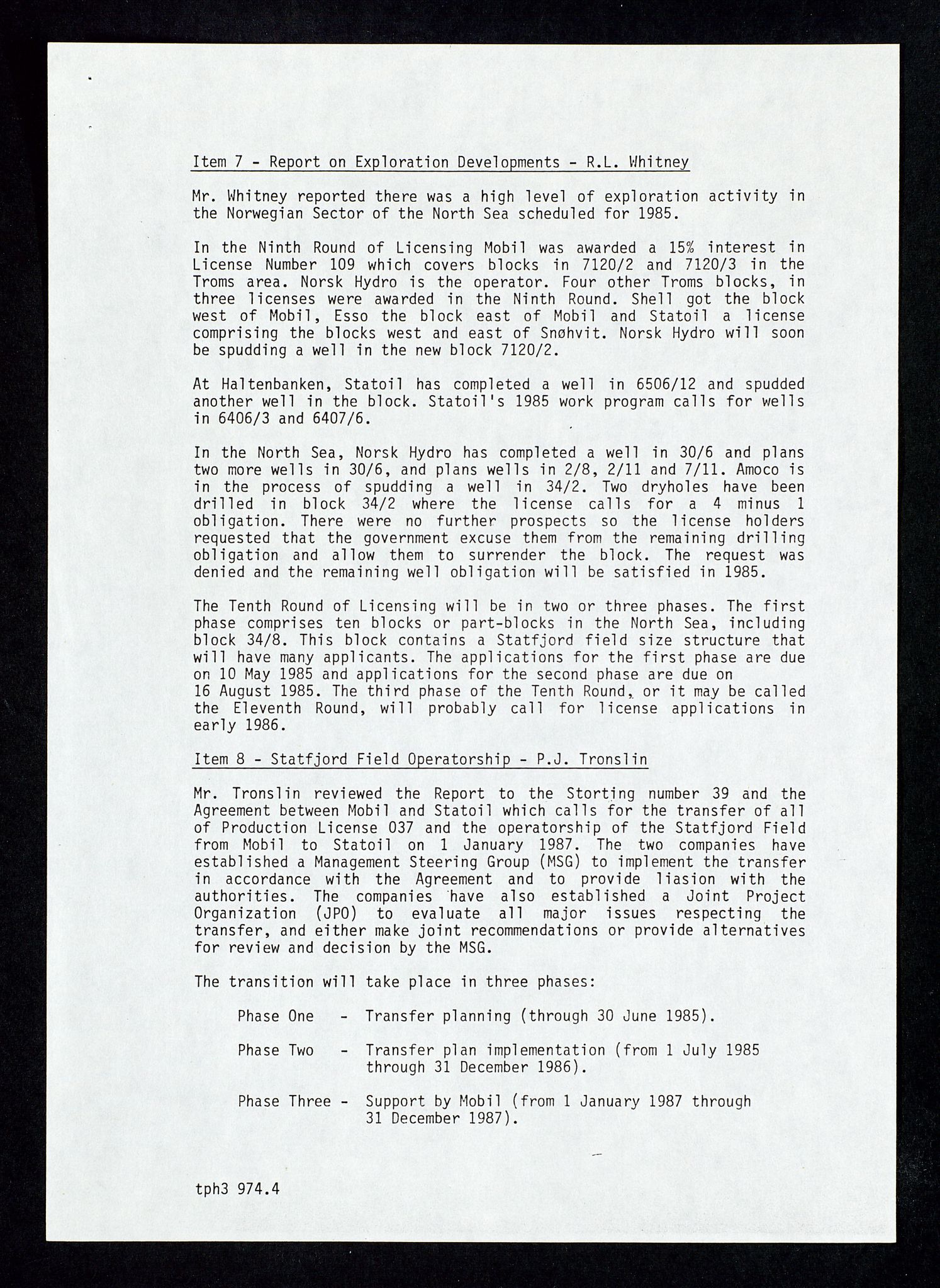 Pa 1578 - Mobil Exploration Norway Incorporated, AV/SAST-A-102024/4/D/Da/L0168: Sak og korrespondanse og styremøter, 1973-1986, p. 210