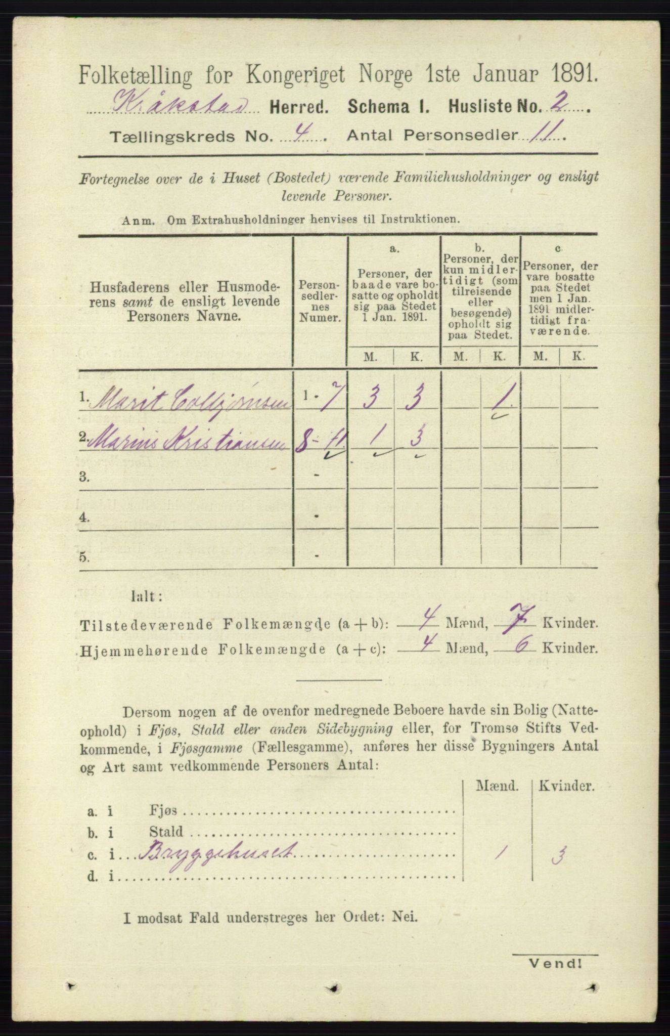 RA, 1891 census for 0212 Kråkstad, 1891, p. 1621