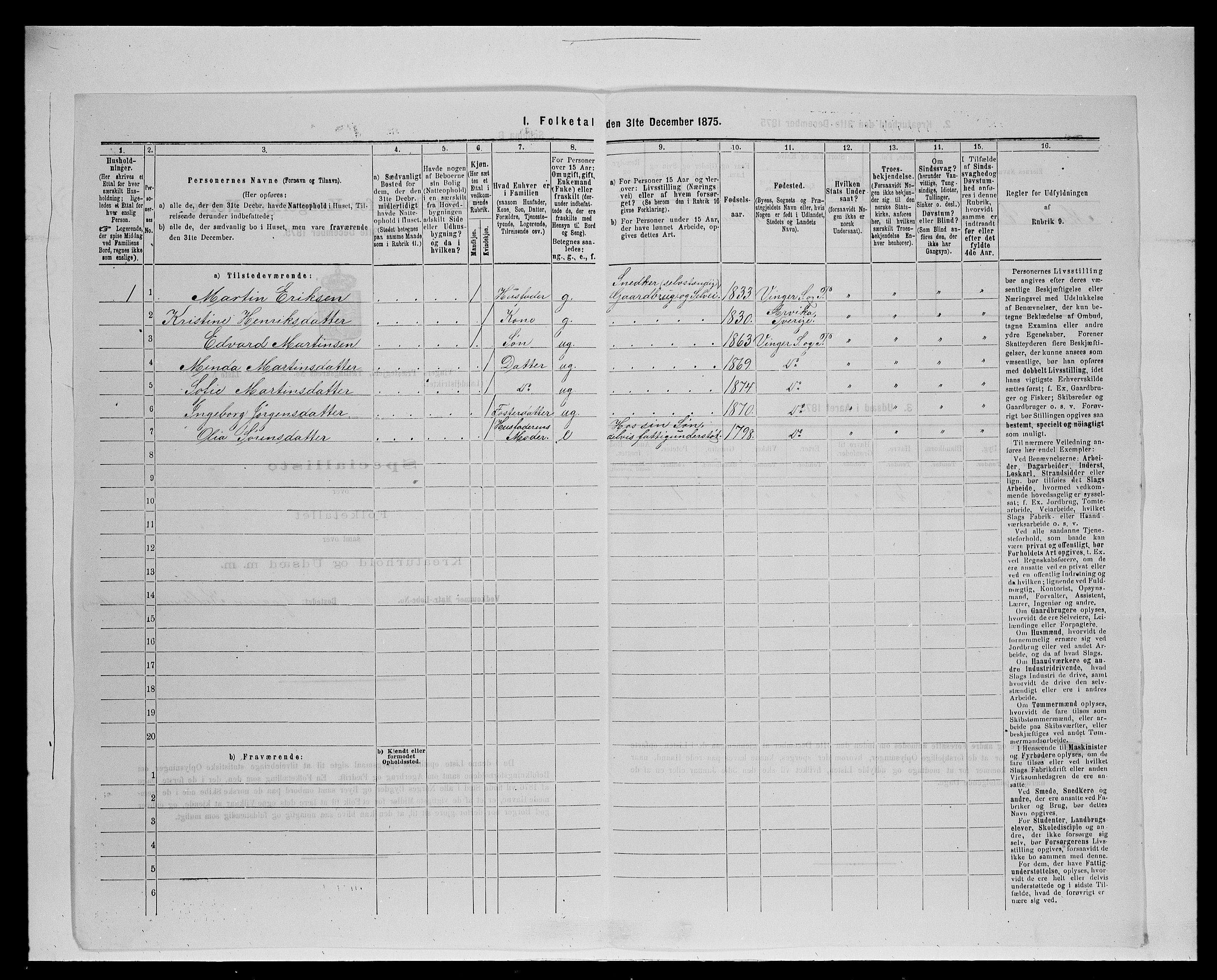 SAH, 1875 census for 0421L Vinger/Vinger og Austmarka, 1875, p. 383