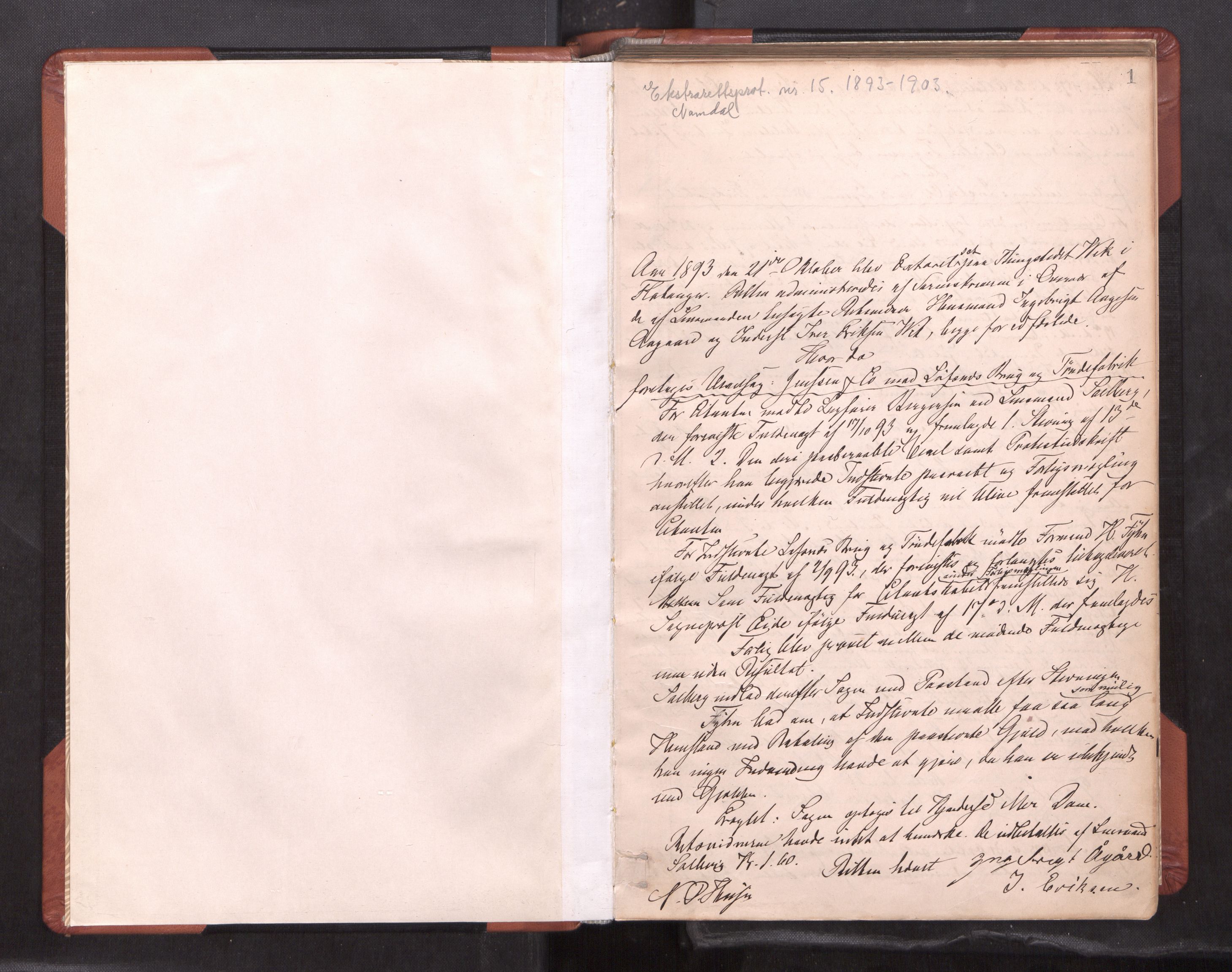 Namdal sorenskriveri, AV/SAT-A-4133/1/1/1B/L0020: Ekstrarettsprotokoll Nr 18, 1893-1903, p. 1a