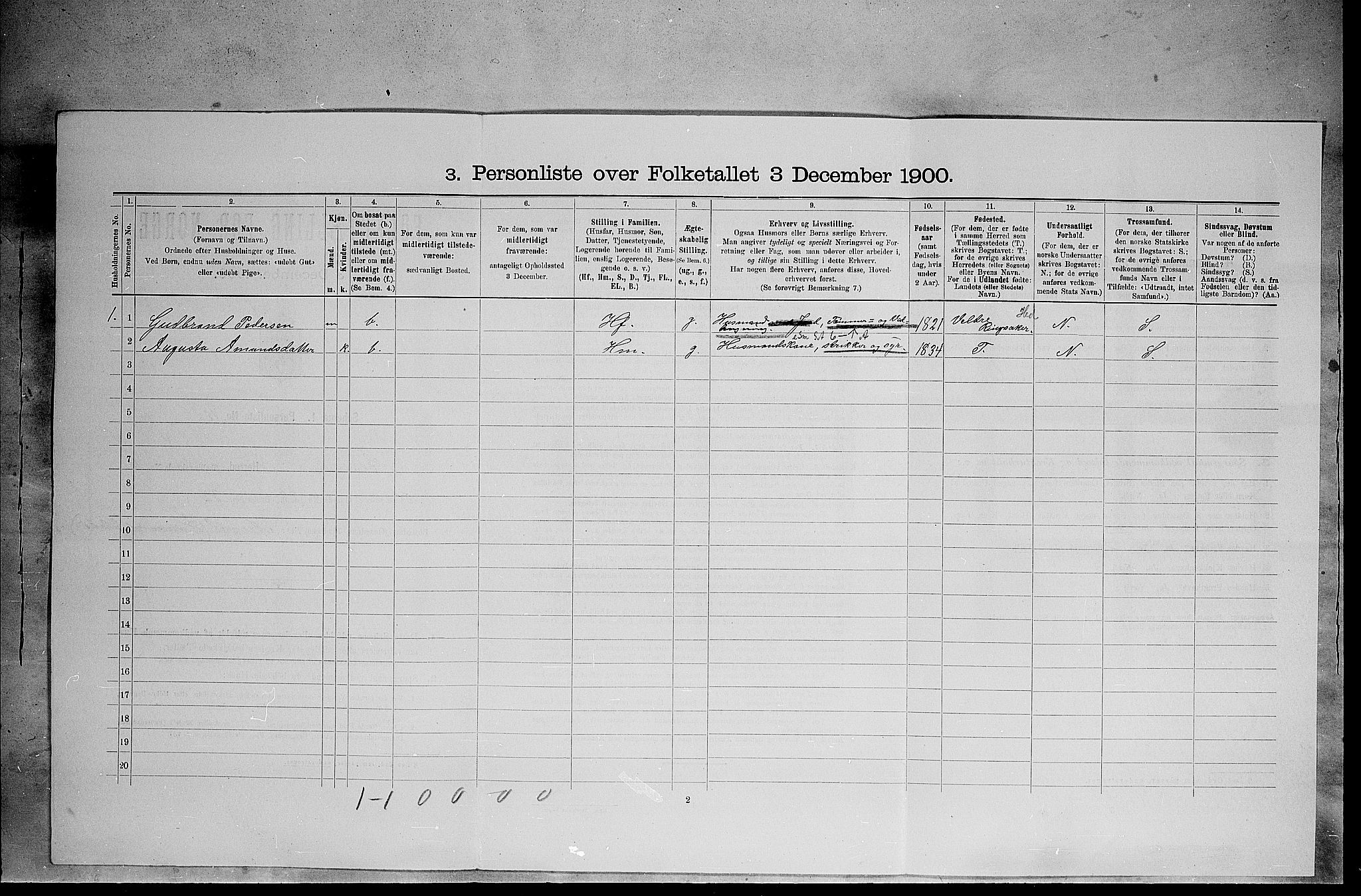 SAH, 1900 census for Elverum, 1900, p. 687