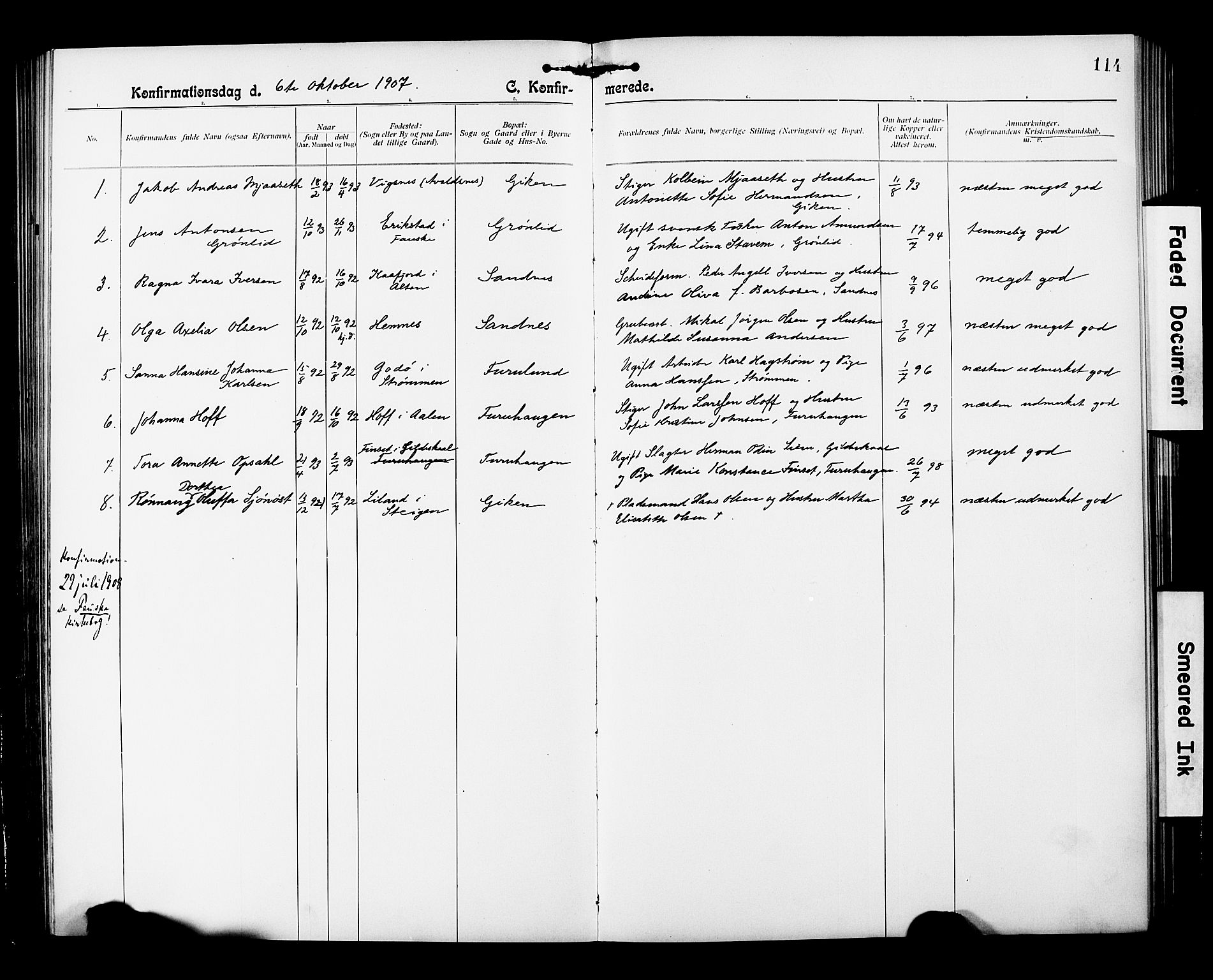 Ministerialprotokoller, klokkerbøker og fødselsregistre - Nordland, AV/SAT-A-1459/850/L0709: Parish register (official) no. 850A01, 1899-1909, p. 114