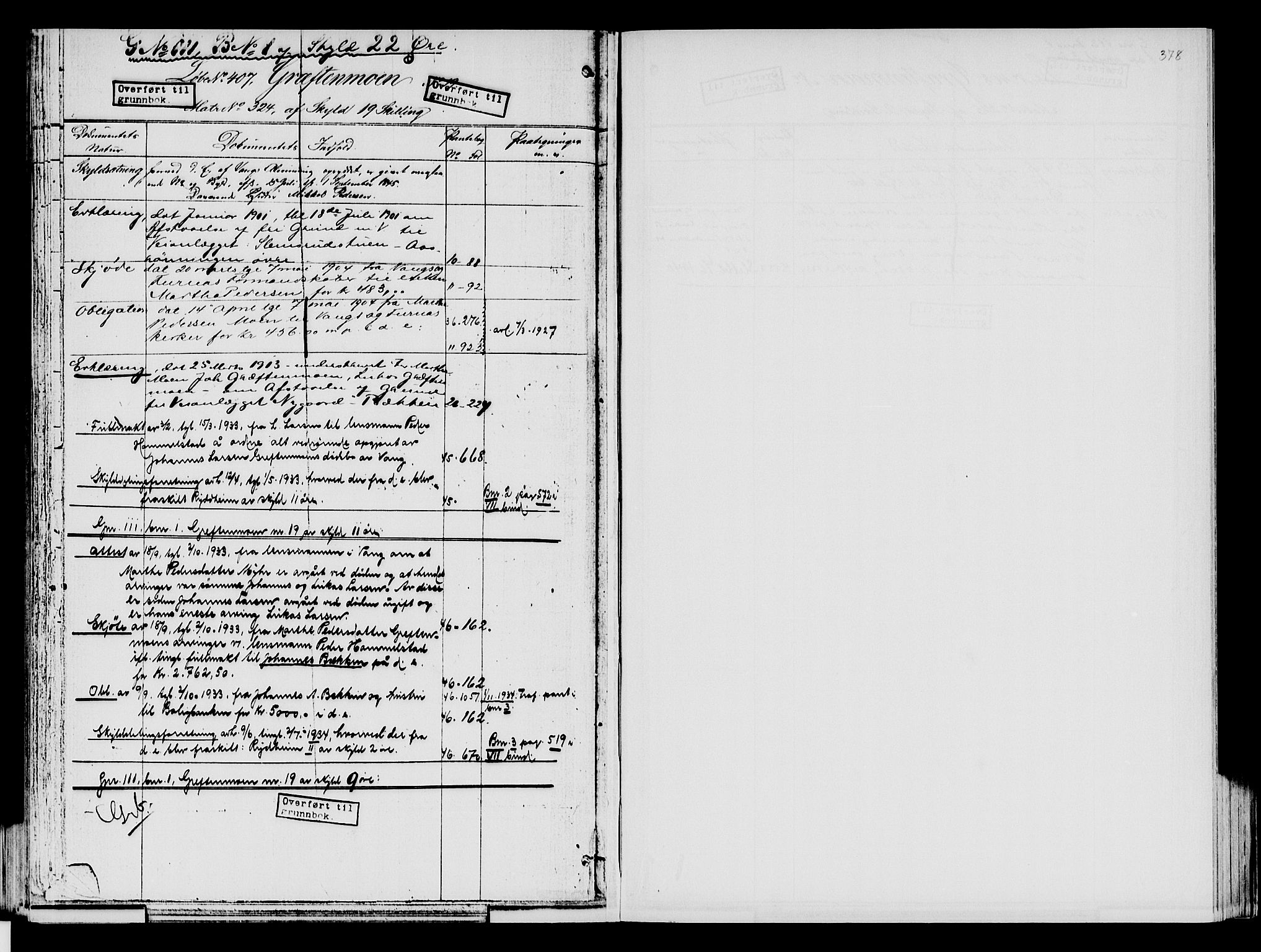 Nord-Hedmark sorenskriveri, SAH/TING-012/H/Ha/Had/Hade/L0001B: Mortgage register no. 4.1b, 1871-1940, p. 378