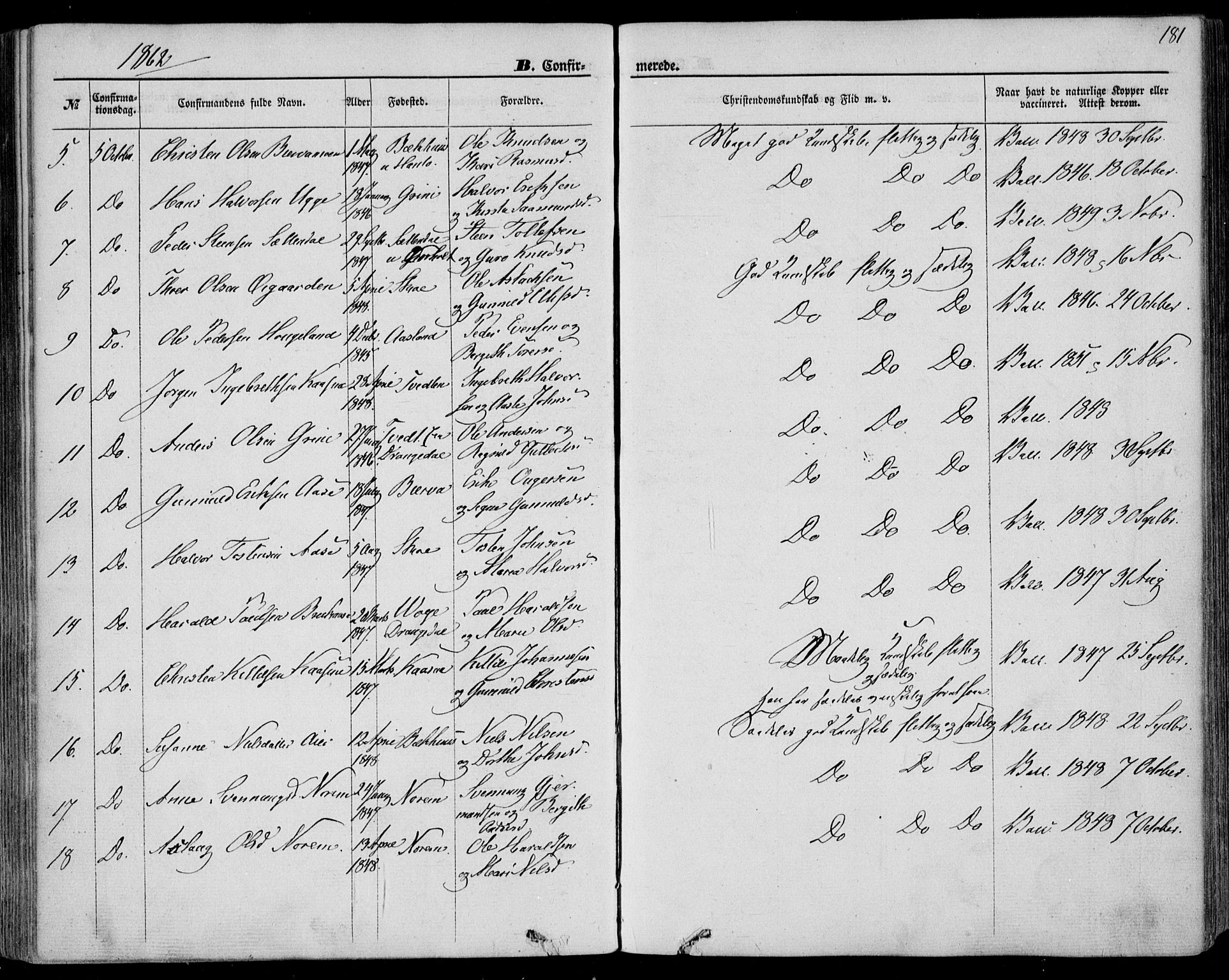Bø kirkebøker, SAKO/A-257/F/Fa/L0009: Parish register (official) no. 9, 1862-1879, p. 181