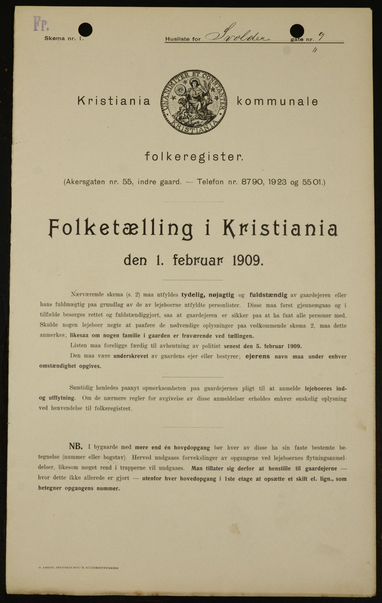 OBA, Municipal Census 1909 for Kristiania, 1909, p. 96116