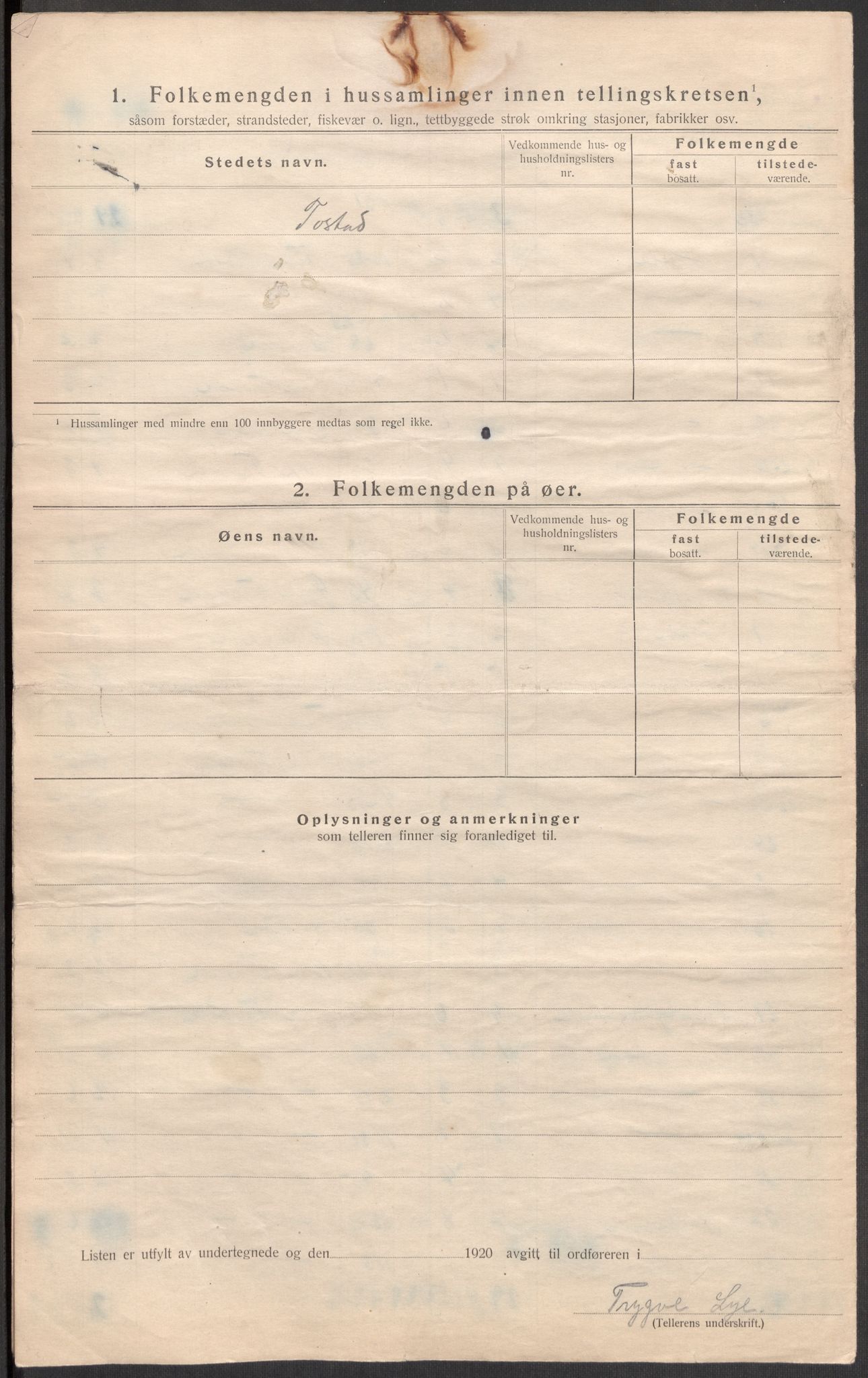 SAST, 1920 census for Hetland, 1920, p. 19