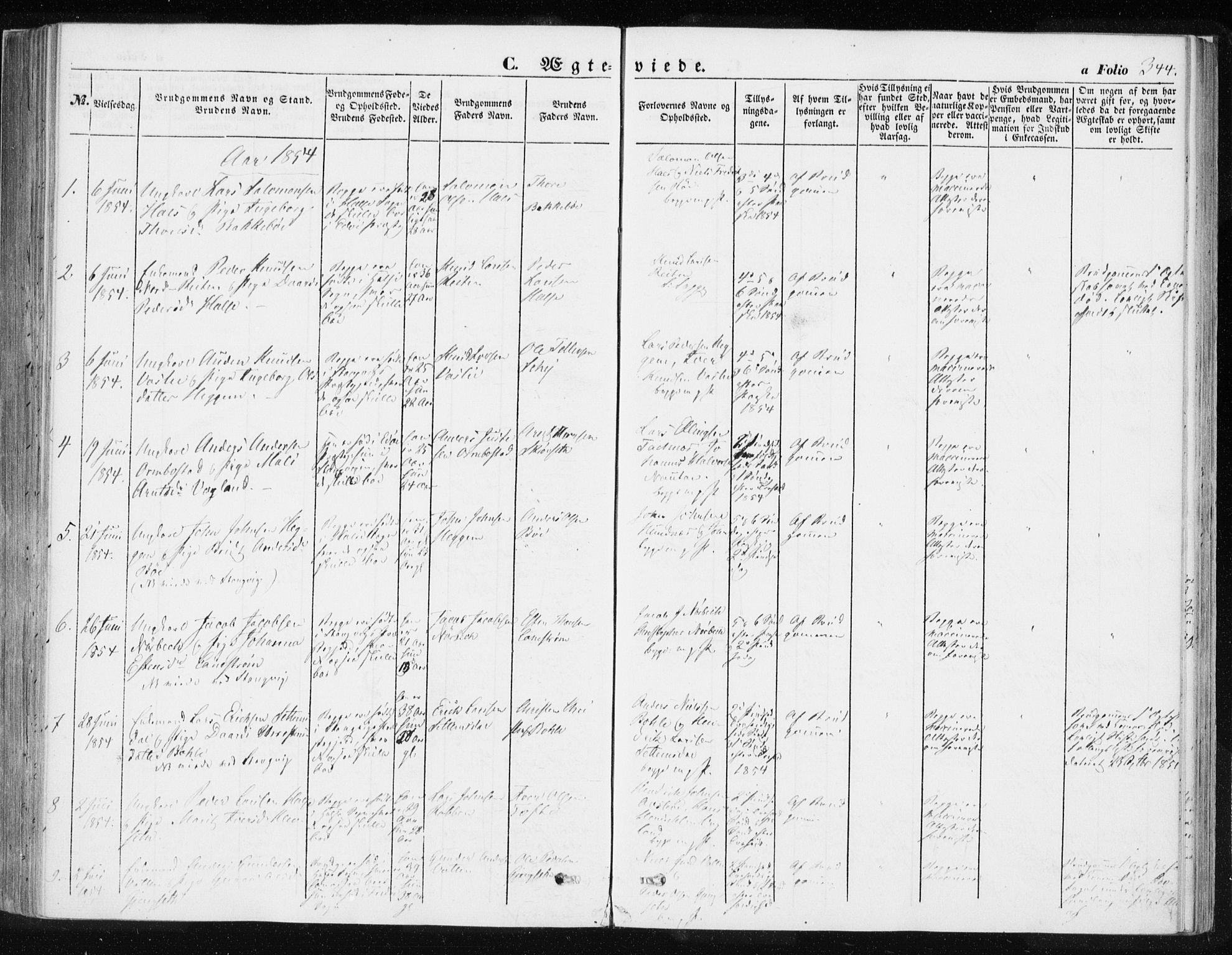 Ministerialprotokoller, klokkerbøker og fødselsregistre - Møre og Romsdal, AV/SAT-A-1454/576/L0883: Parish register (official) no. 576A01, 1849-1865, p. 344