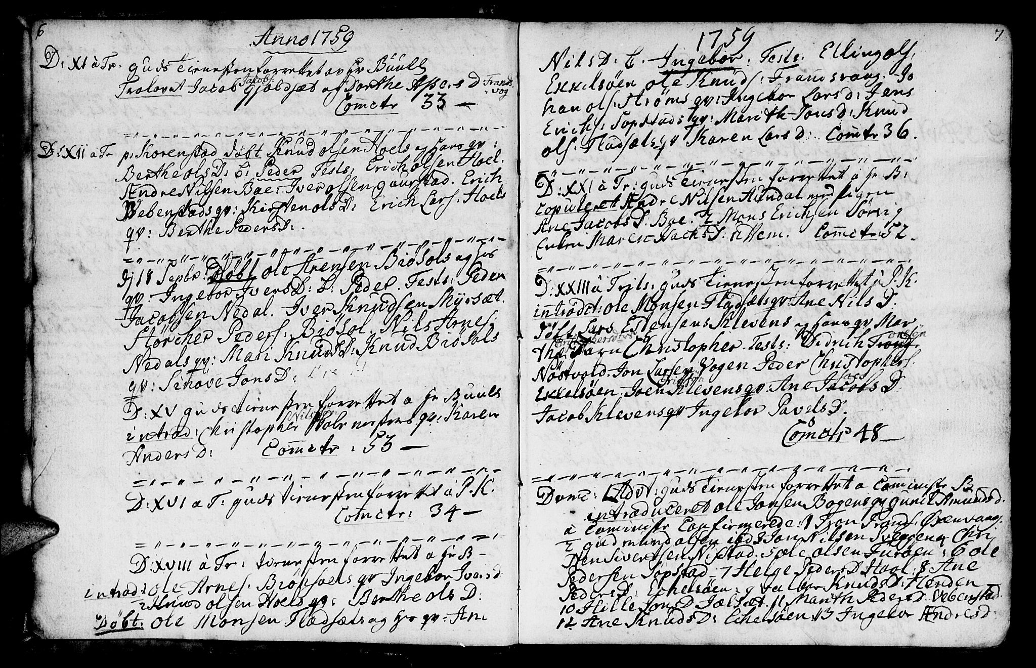 Ministerialprotokoller, klokkerbøker og fødselsregistre - Møre og Romsdal, AV/SAT-A-1454/569/L0816: Parish register (official) no. 569A02, 1759-1805, p. 6-7