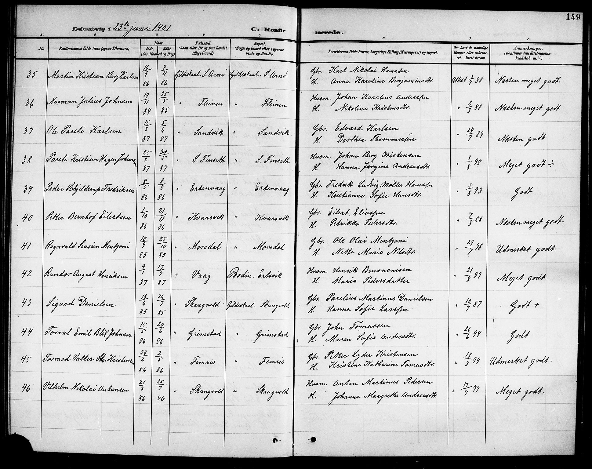 Ministerialprotokoller, klokkerbøker og fødselsregistre - Nordland, AV/SAT-A-1459/805/L0109: Parish register (copy) no. 805C05, 1900-1911, p. 149