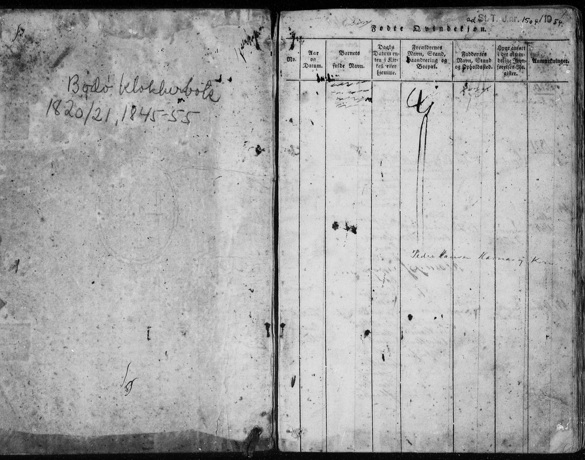 Ministerialprotokoller, klokkerbøker og fødselsregistre - Nordland, SAT/A-1459/801/L0026: Parish register (copy) no. 801C01, 1820-1855, p. 0-1