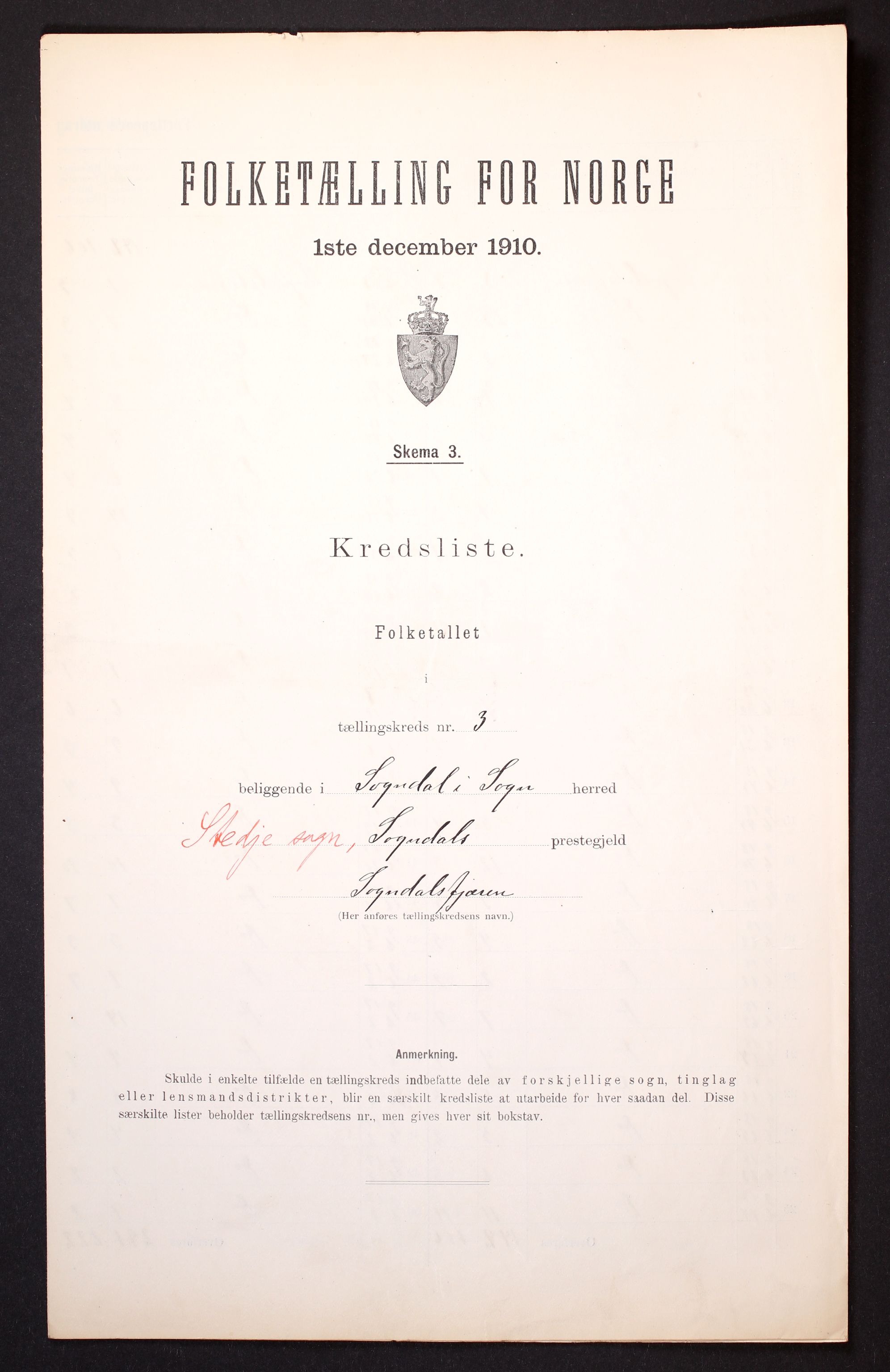 RA, 1910 census for Sogndal, 1910, p. 10
