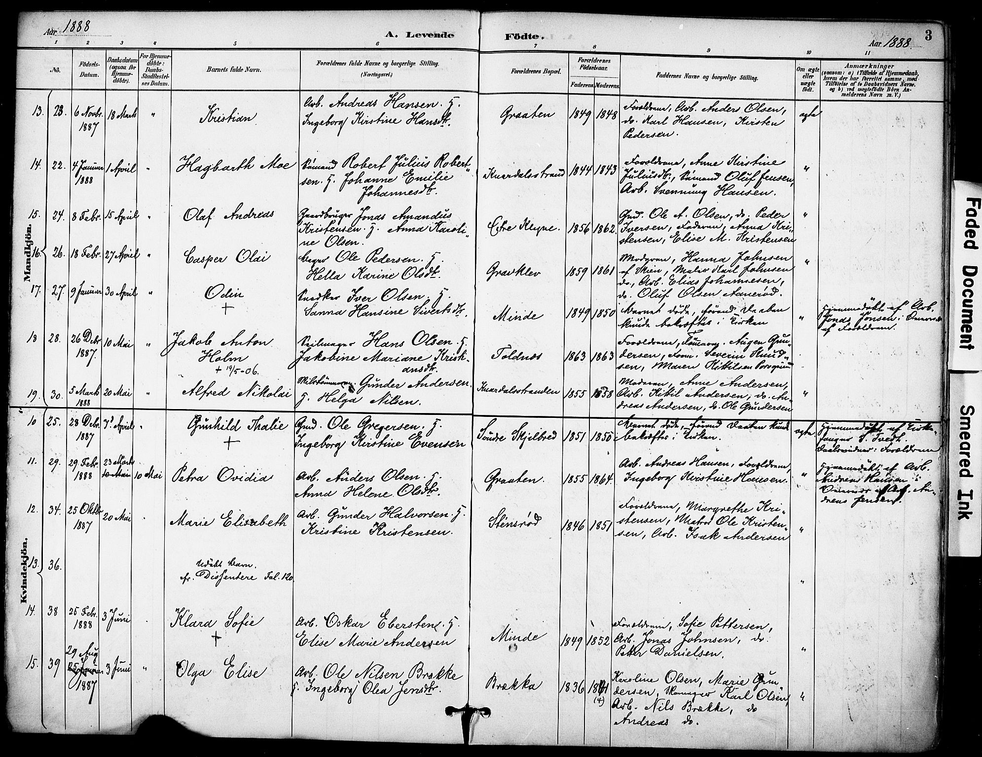 Solum kirkebøker, AV/SAKO-A-306/F/Fa/L0010: Parish register (official) no. I 10, 1888-1898, p. 3