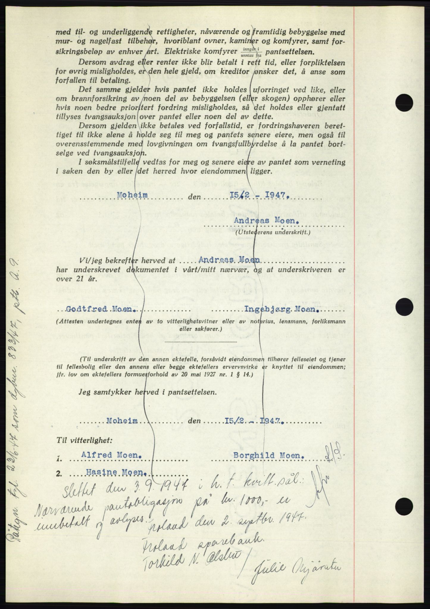 Nedenes sorenskriveri, AV/SAK-1221-0006/G/Gb/Gbb/L0004: Mortgage book no. B4, 1947-1947, Diary no: : 216/1947