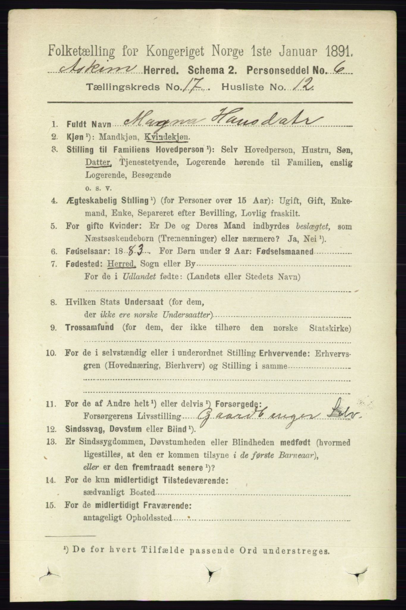 RA, 1891 census for 0124 Askim, 1891, p. 2923