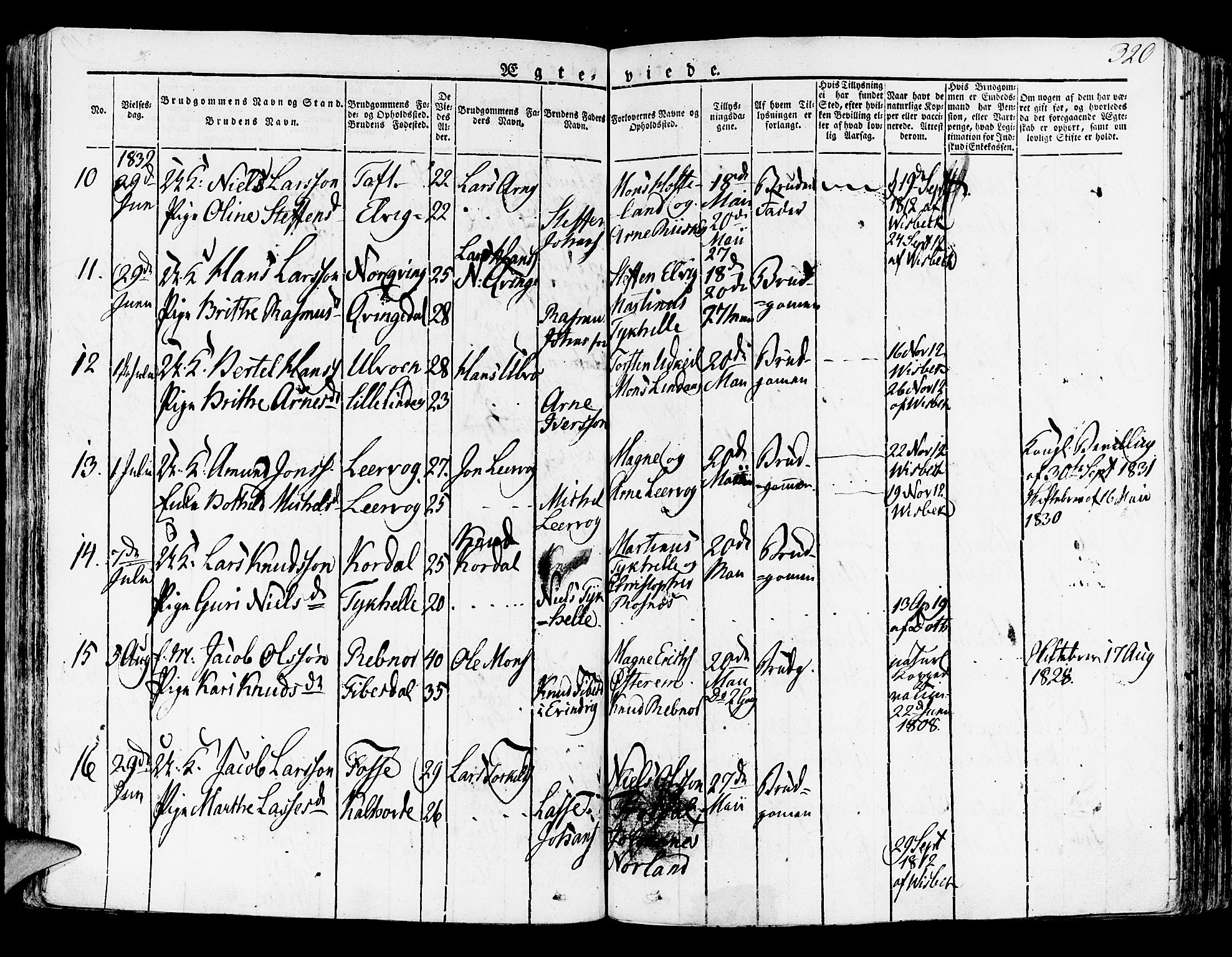 Lindås Sokneprestembete, AV/SAB-A-76701/H/Haa/Haaa/L0008: Parish register (official) no. A 8, 1823-1836, p. 320