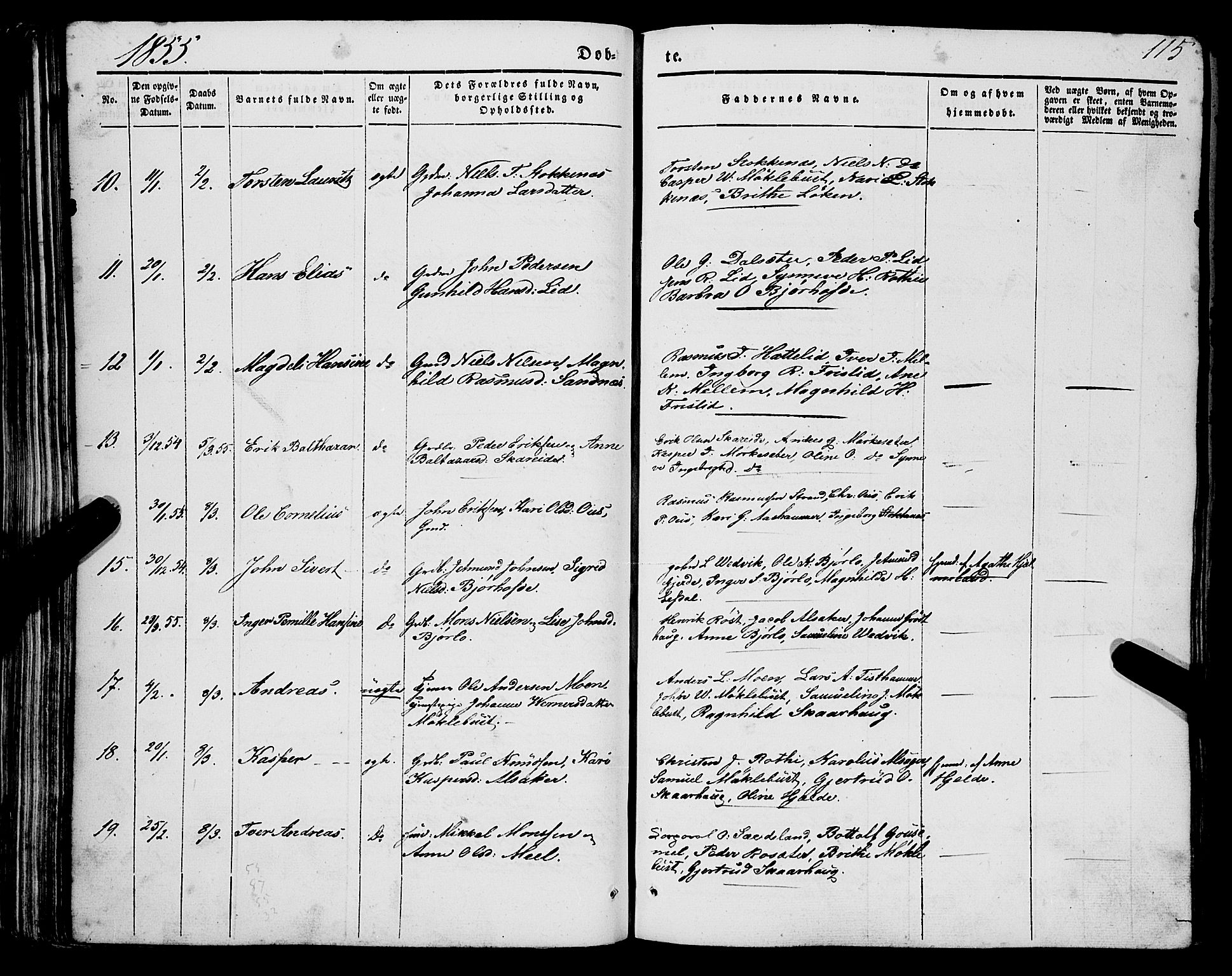 Eid sokneprestembete, AV/SAB-A-82301/H/Haa/Haaa/L0007: Parish register (official) no. A 7, 1844-1858, p. 115